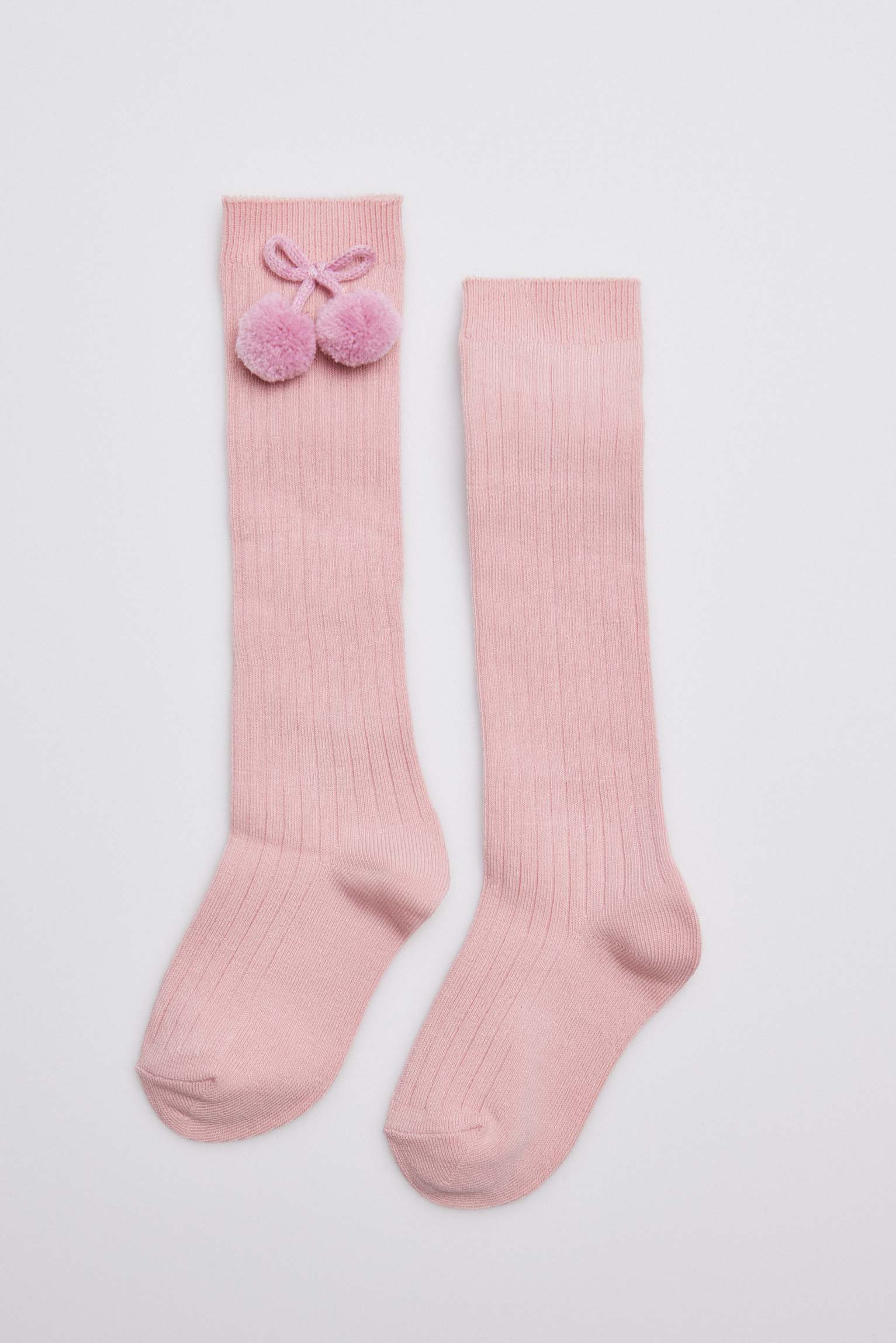 Calcetines largos pompones pastel