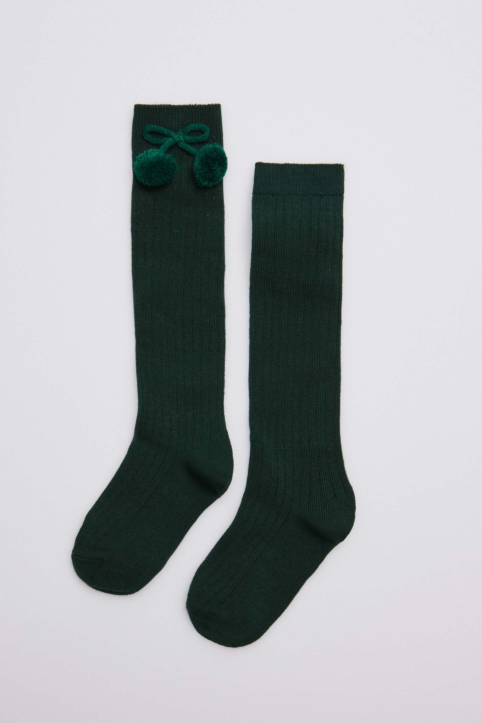 Calcetines largos pompones verde botella