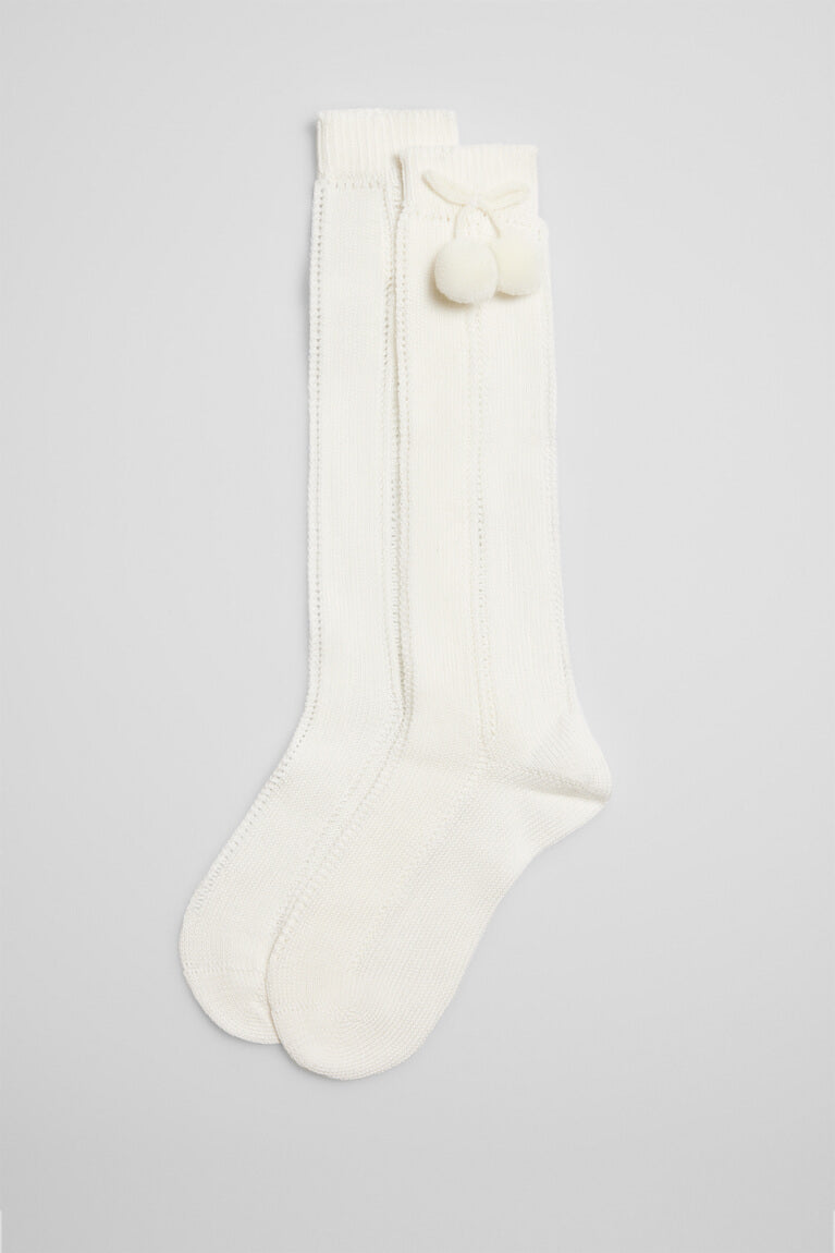 Calcetines calados largos infantiles marfil
