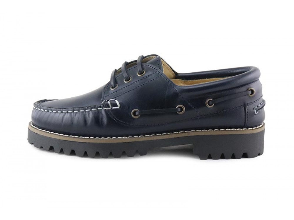 Náutico para invierno en piel azul con cordón Jeromin