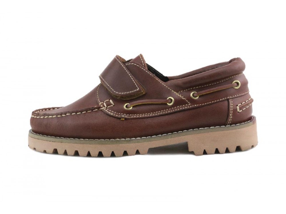 Náutico piel marrón piso grueso con velcro Jeromin