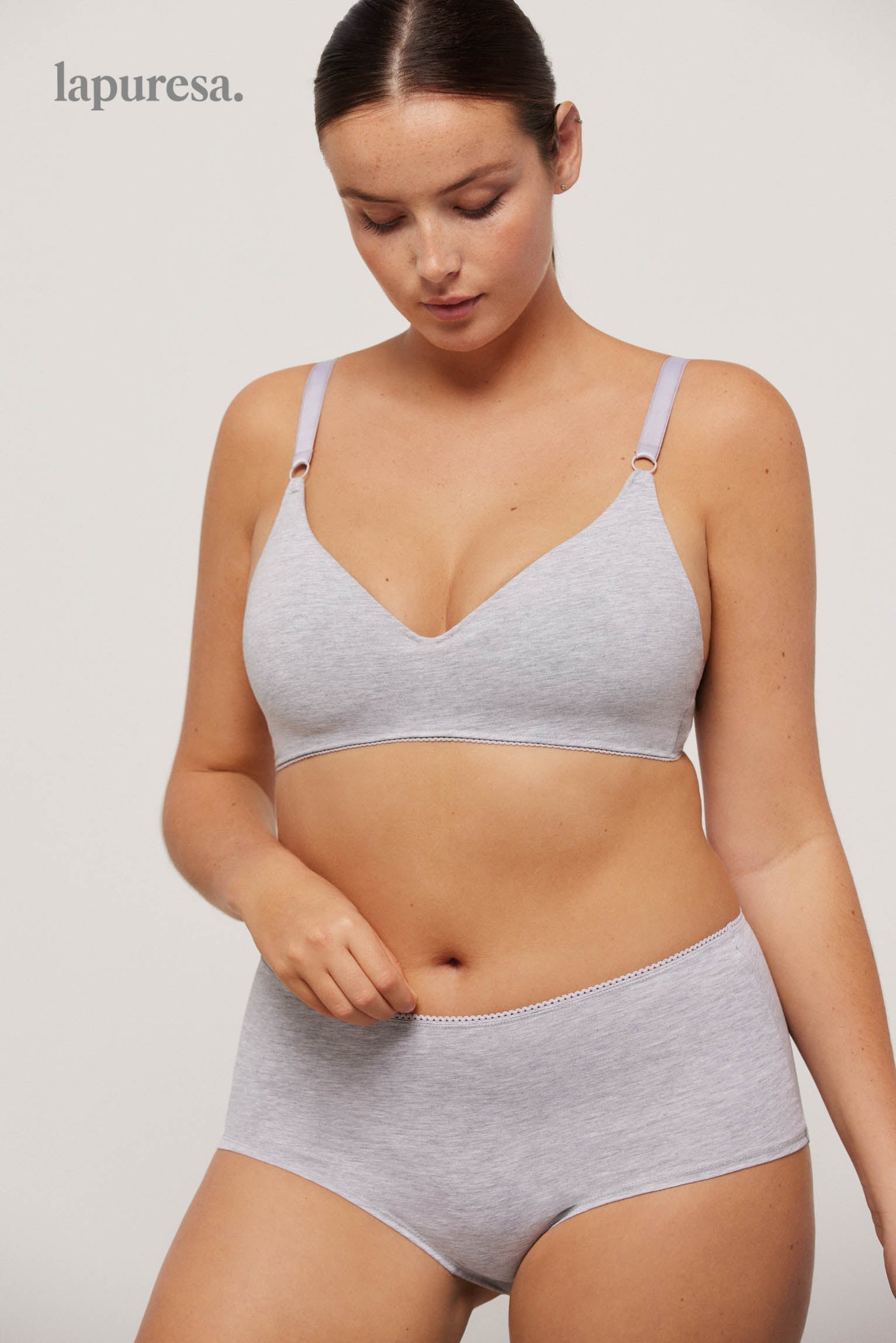 Sujetador sin aro push-up algodón orgánico gris