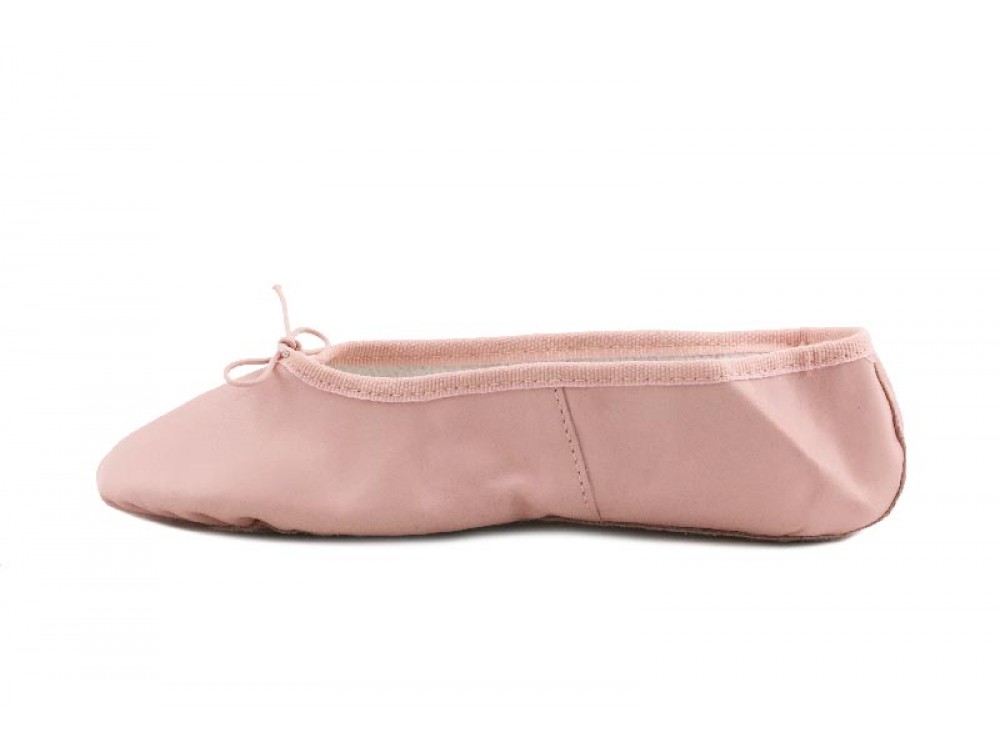 Zapatilla ballet de media punta en piel rosa