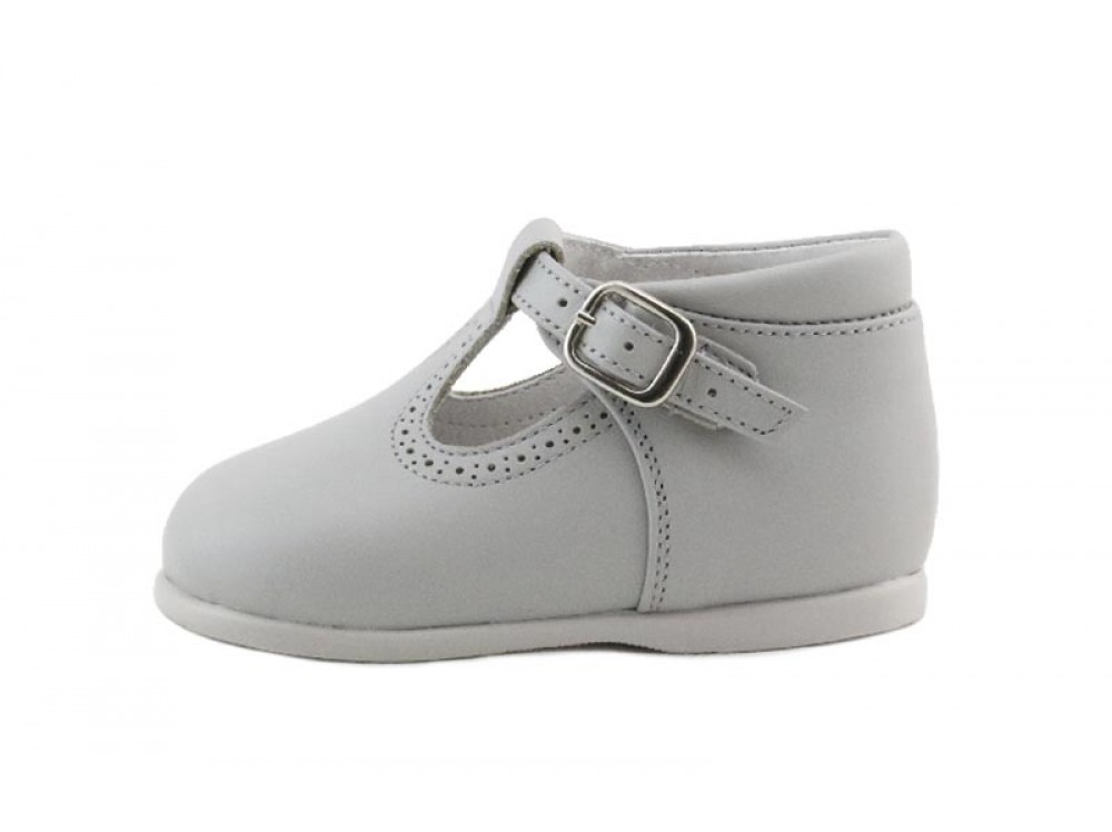 Sandalia bota piel gris claro con hebilla Jeromin