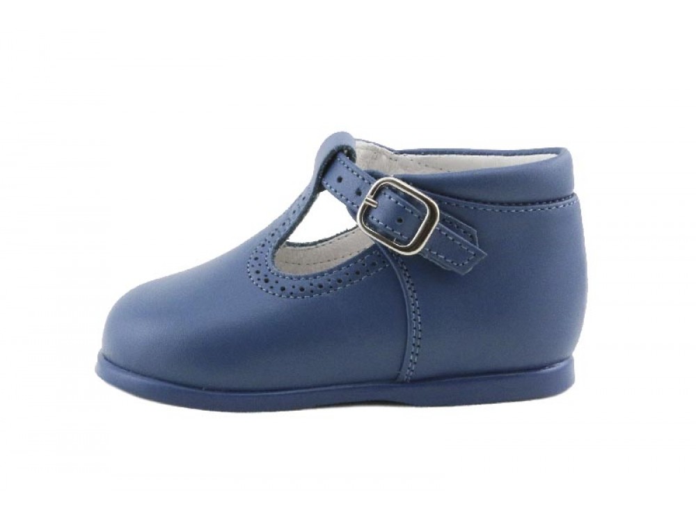 Sandalia bota piel azulón con hebilla Jeromin