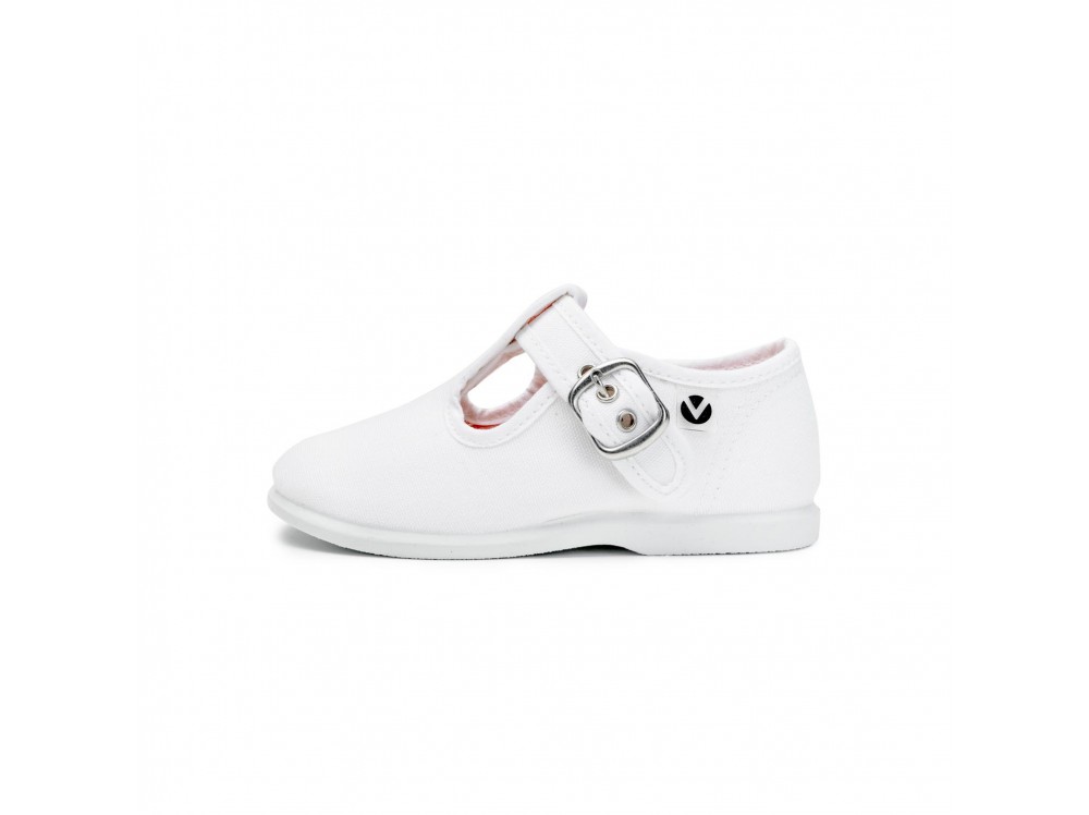 Lona sandalia blanca con suela fina 102705 Victoria