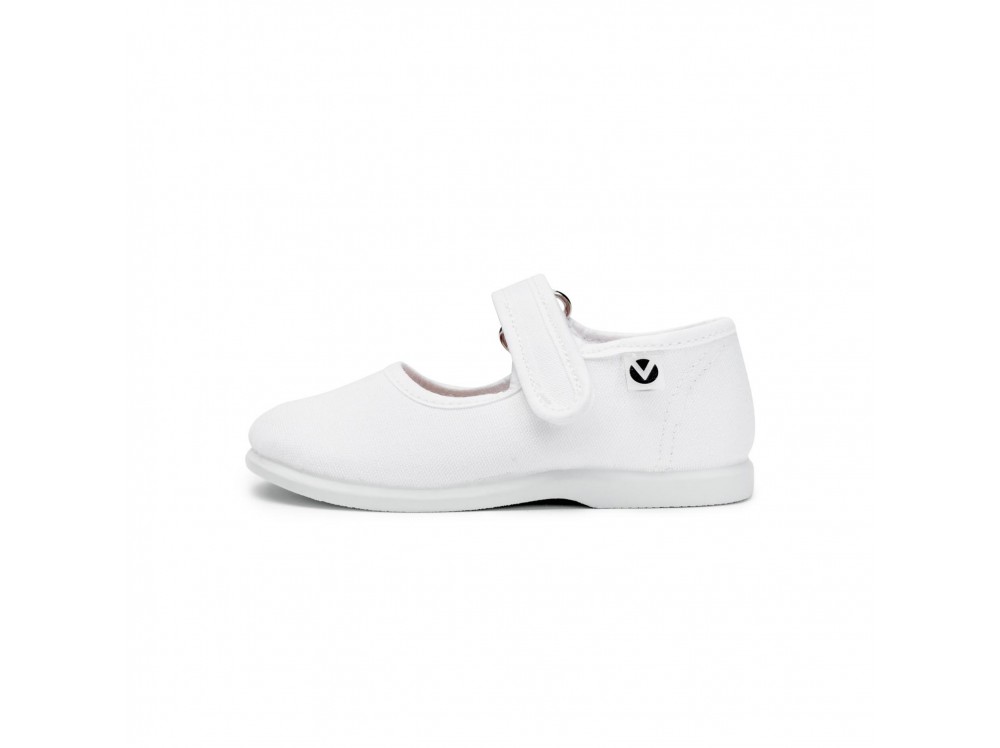 Mercedita de lona blanca con velcro y suela fina 102706 Victoria