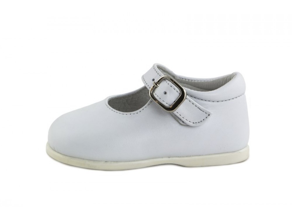 Merceditas piel blanca con hebilla 10312 Jeromín