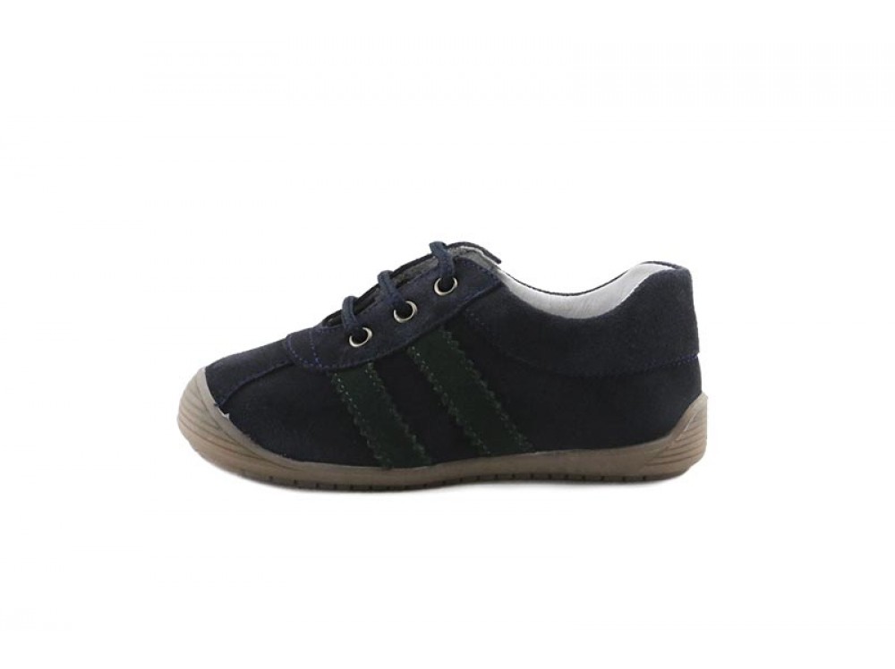 Blucher deportivo ante azul con linea en verde con cordón Jeromín