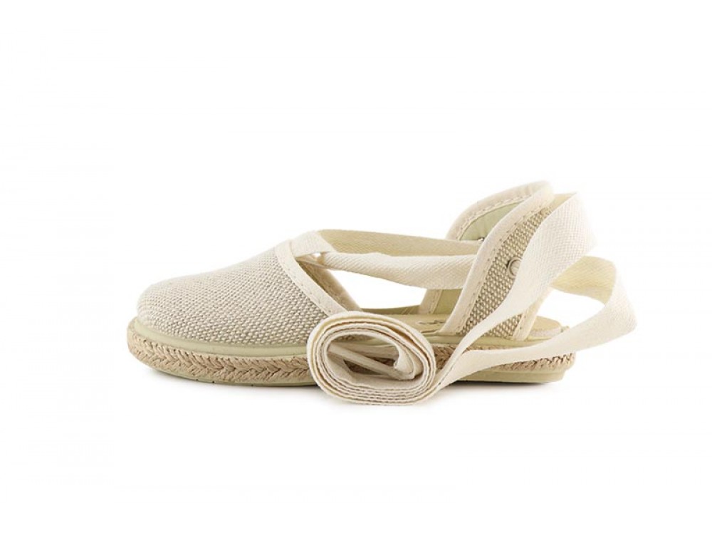 Alpargata con cintas lino beige Pepa & Cris