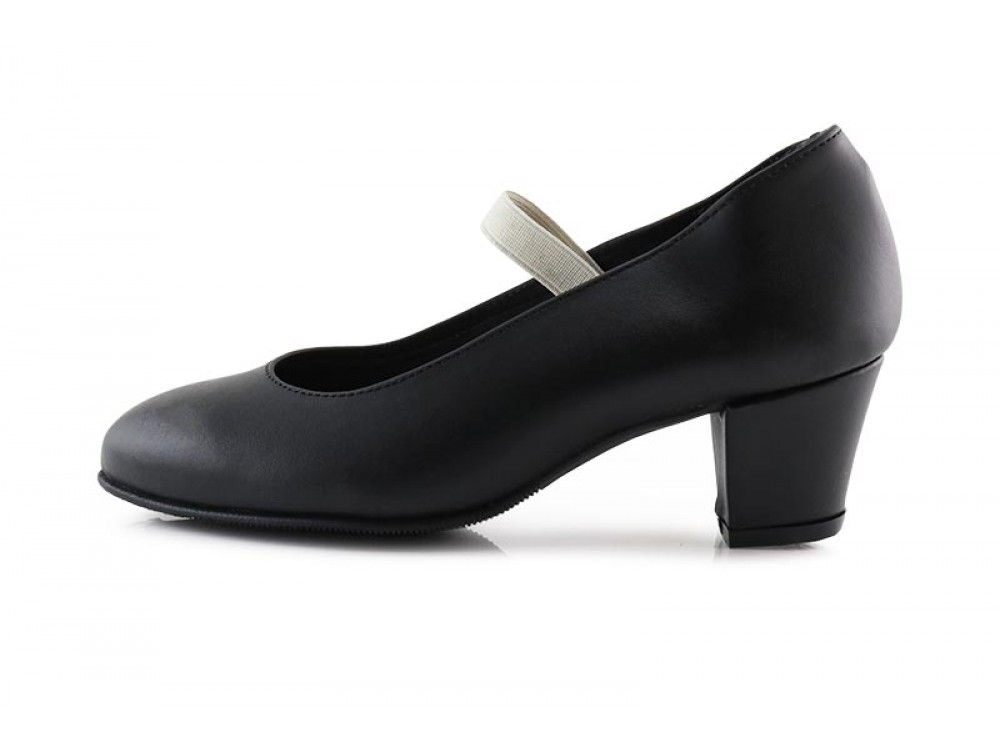 Zapato de flamenco en piel negro con tacón de clavos Pepa&Cris