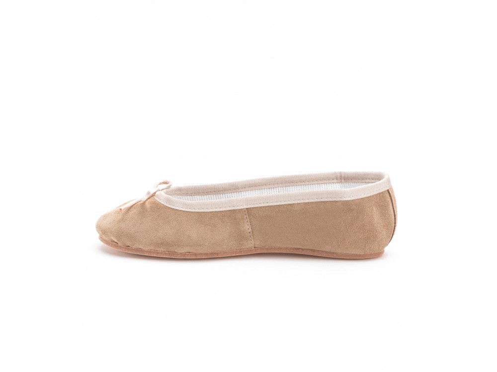 Zapatilla de ballet serraje taupe con suela dura 113 Pepa&Cris