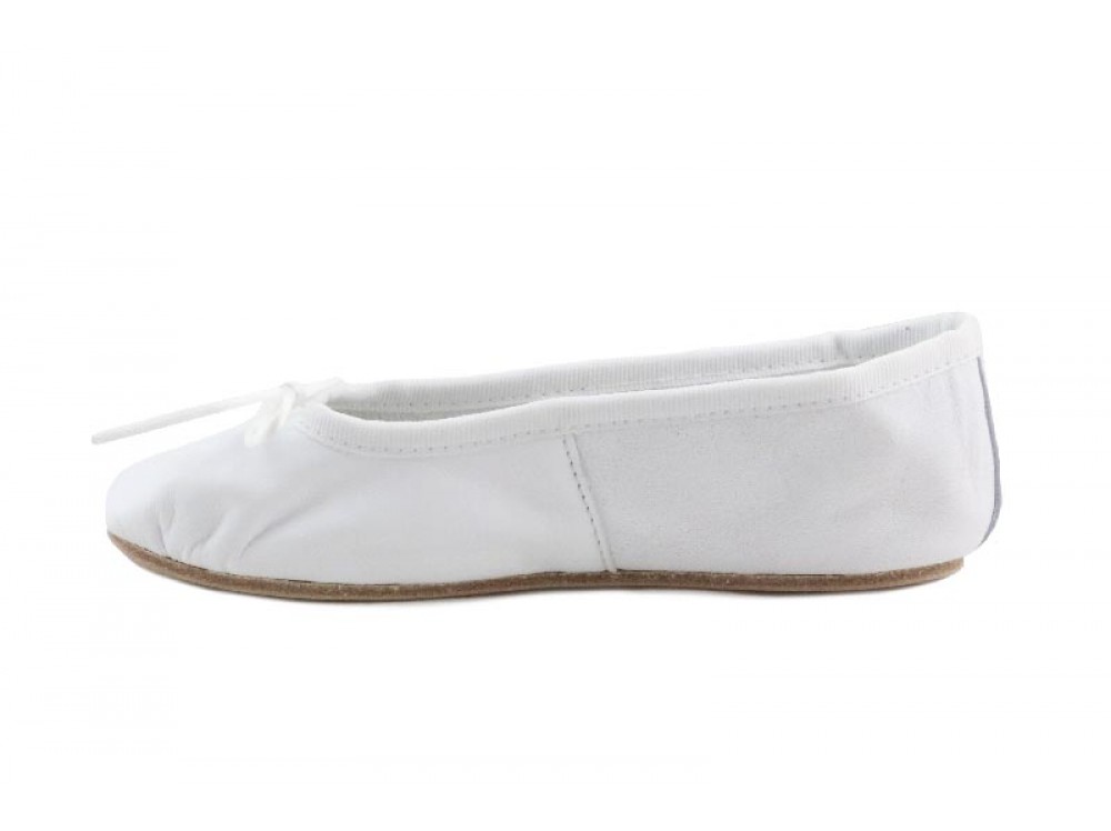 Zapatilla ballet piel blanca suela dura