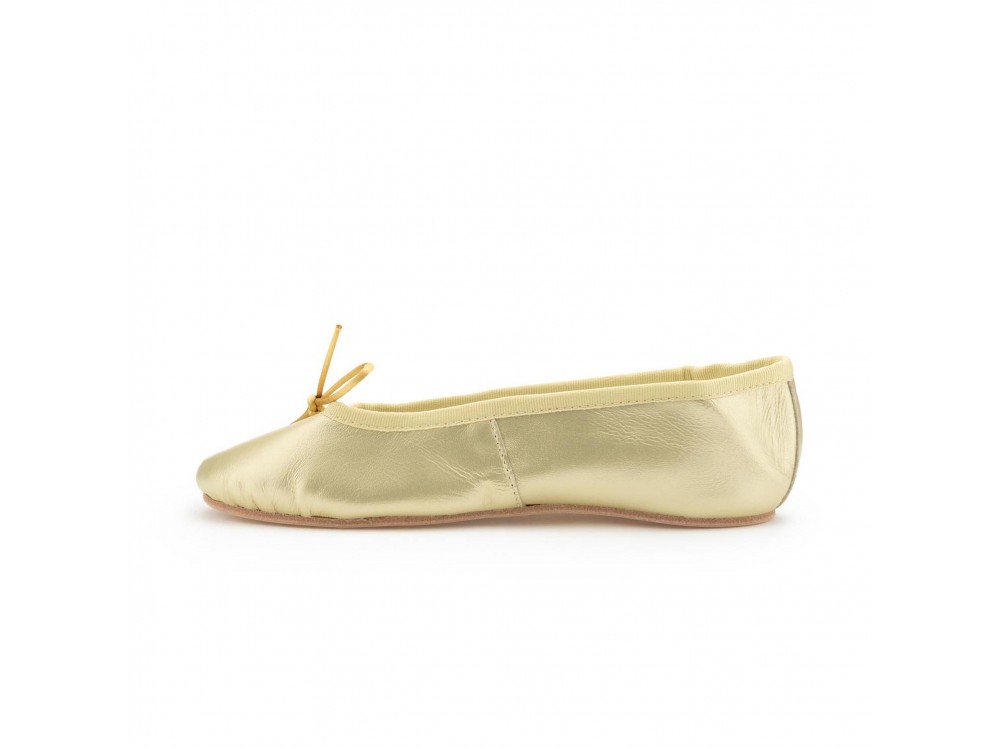 Zapatilla ballet piel dorada suela dura