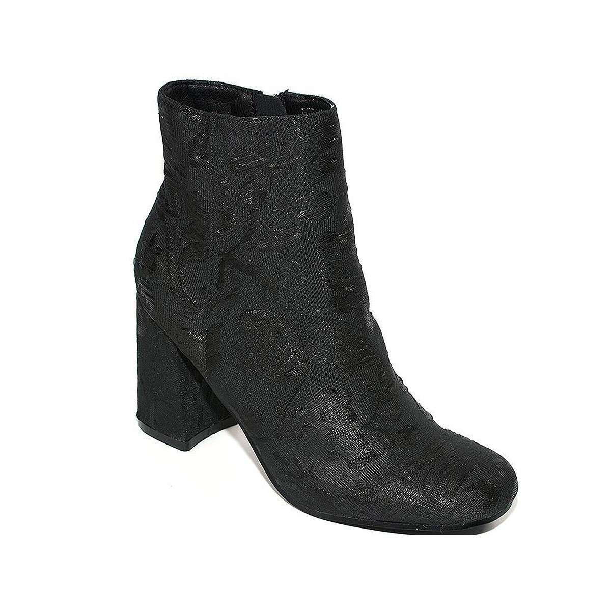 11718 D'Angela Botín Textil Cremallera Tacón Ancho Mujer