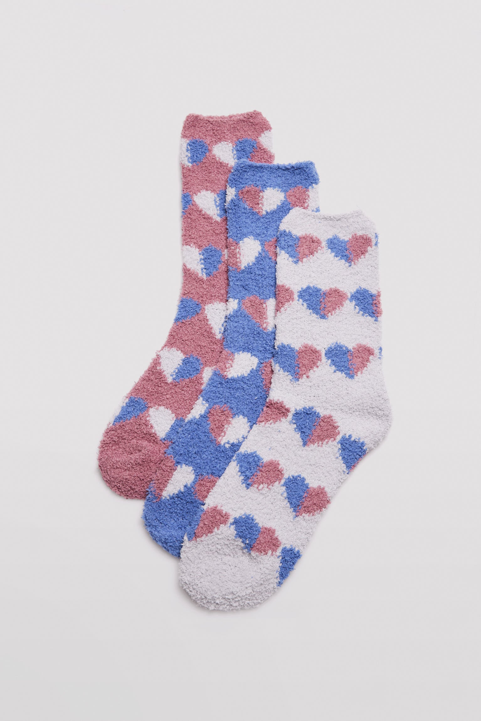 Pack de 3 calcetines de franela extrasuaves de mujer corazones