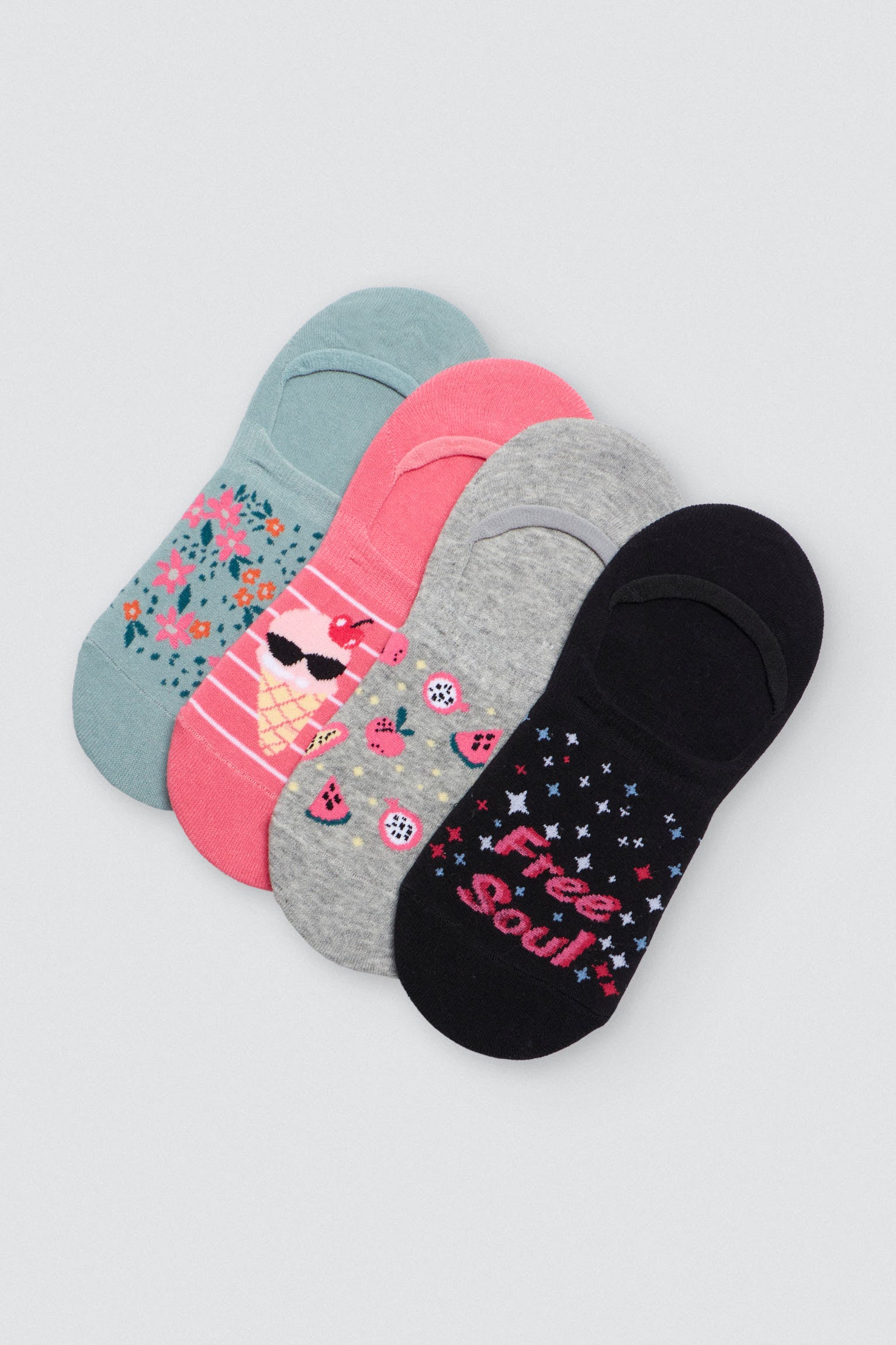 Pack 4 calcetines pinkies estampados veraniegos