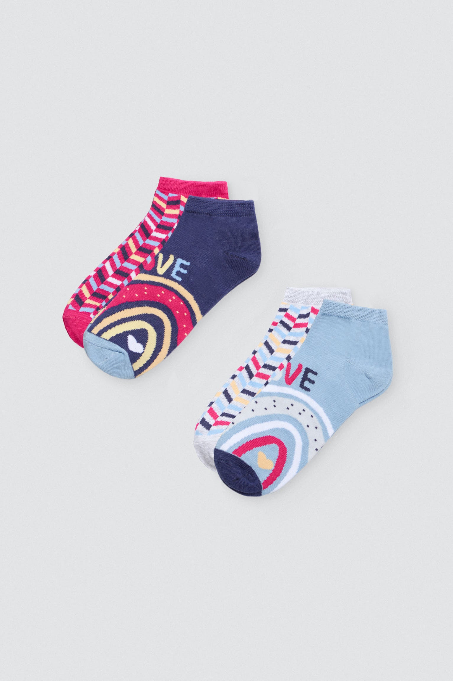 Pack 4 calcetines cortos estampados coloridos