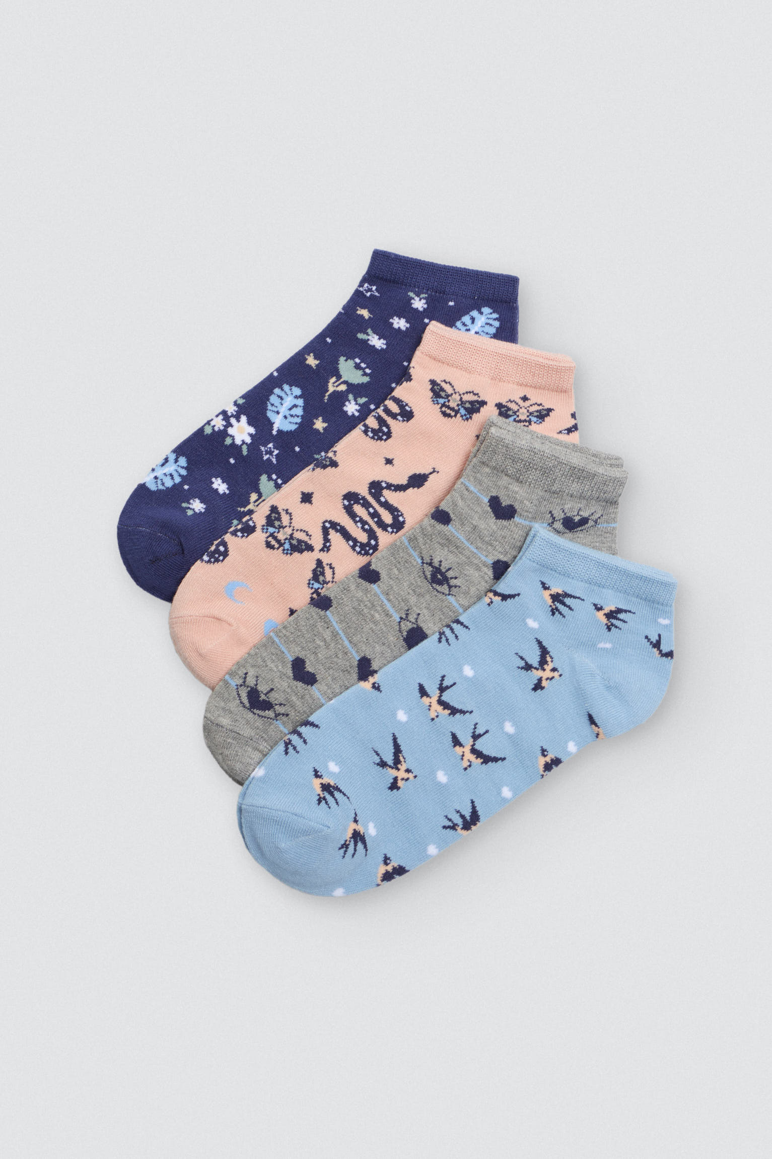 Pack 4 calcetines cortos estampados fantasía