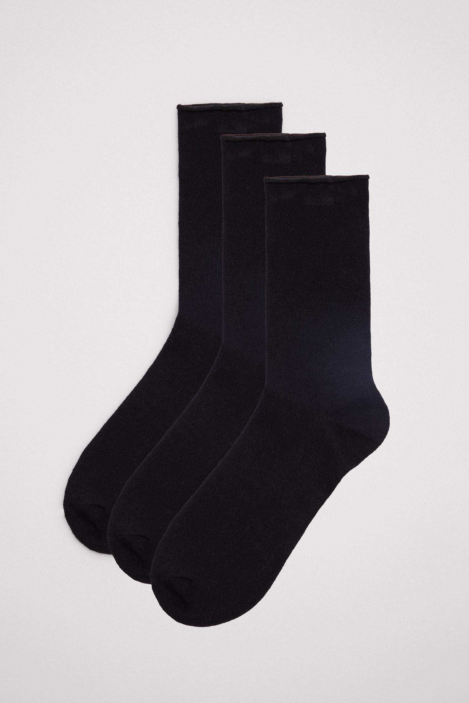 Pack 3 calcetines básicos mujer sin puño negros