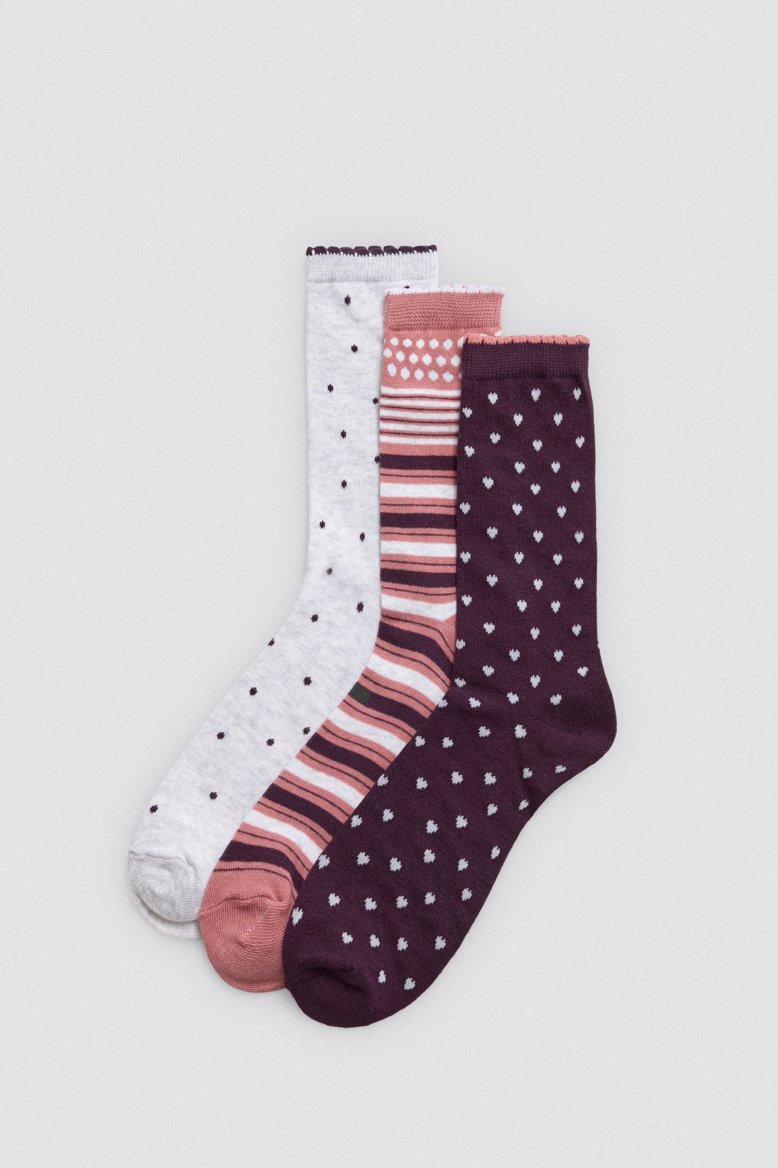 Pack 3 calcetines estampados puño con detalle