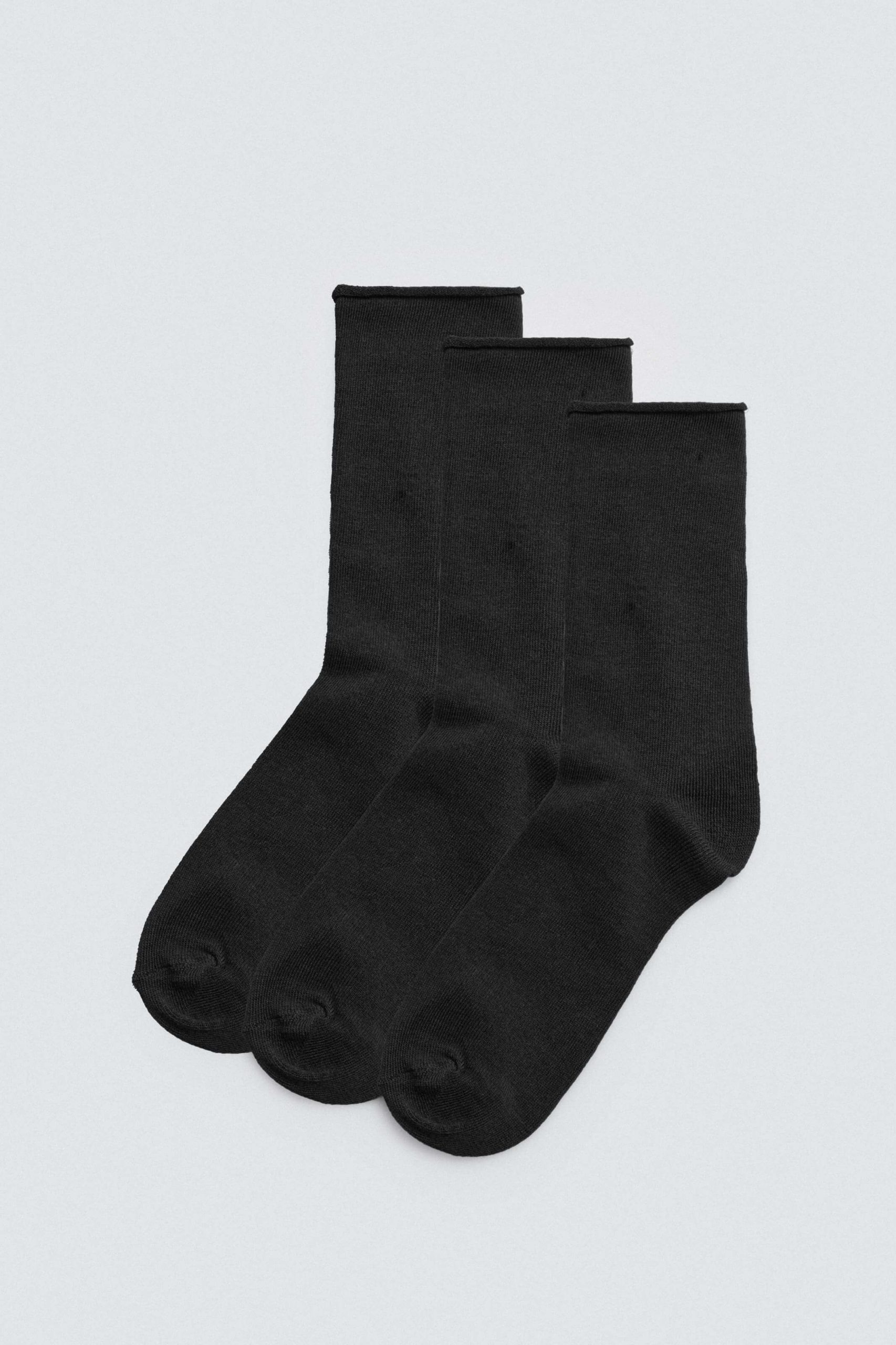 Pack 3 calcetines bambú cálidos sin puño negro