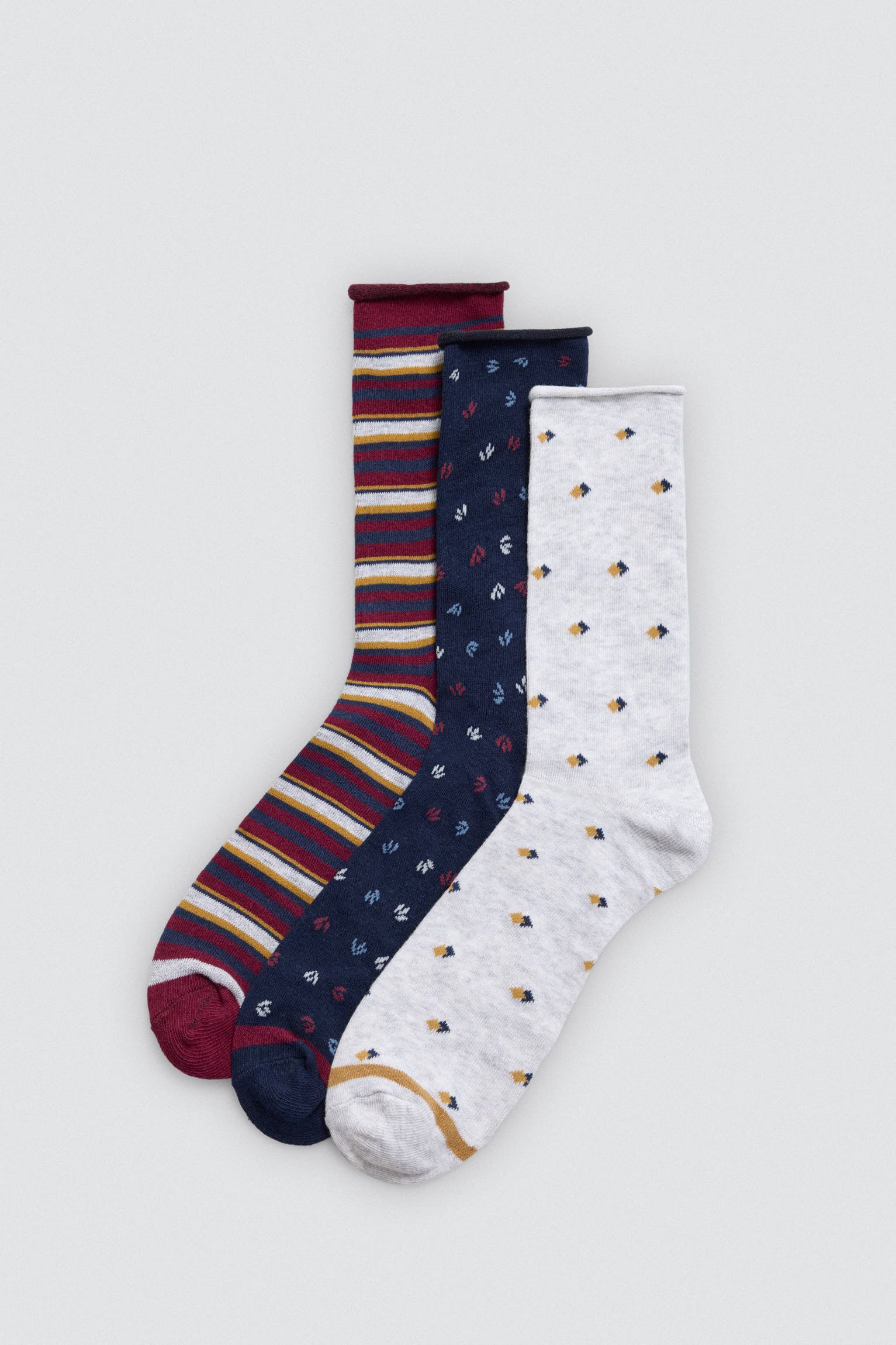 Pack 3 calcetines sin puño estampados