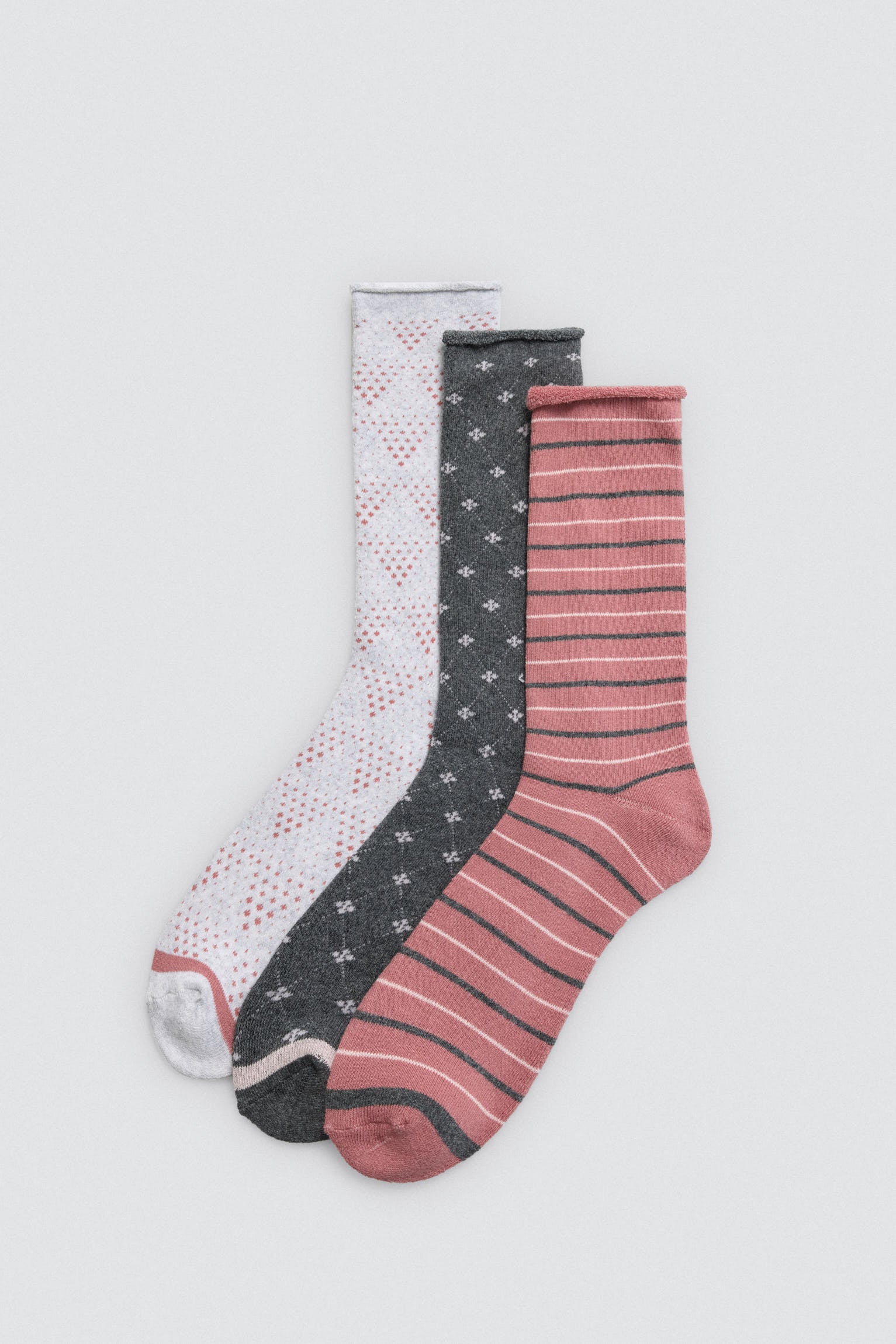 Pack 3 calcetines térmicos sin puño estampados