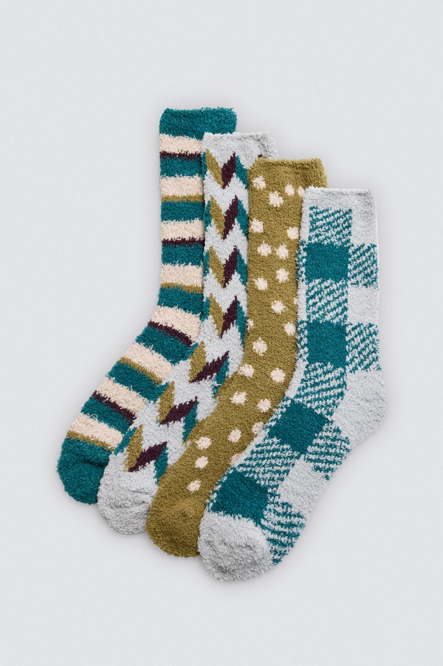 Pack 4 calcetines de franela estampados patrones