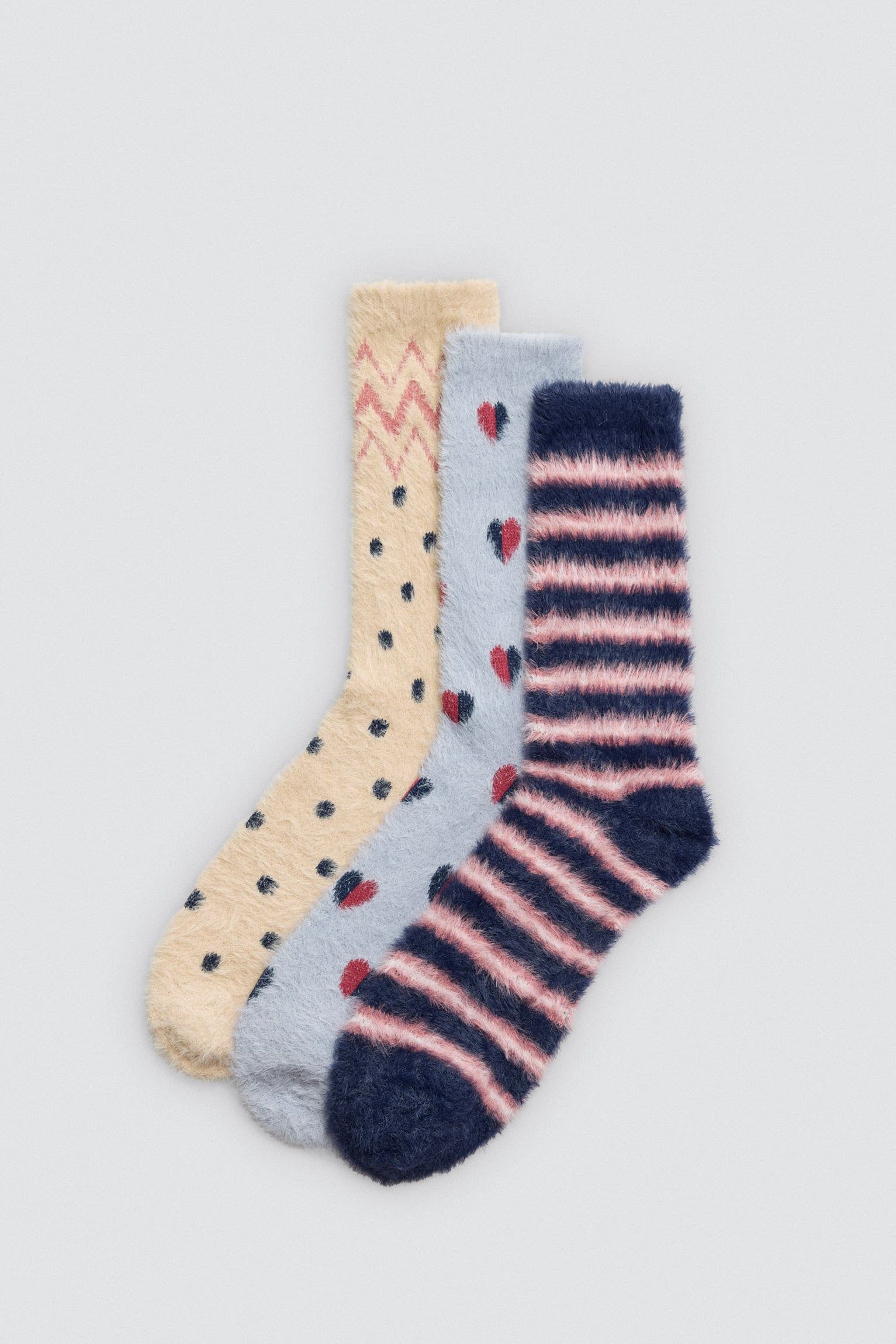 Pack 3 calcetines extra suaves de pelo estampados