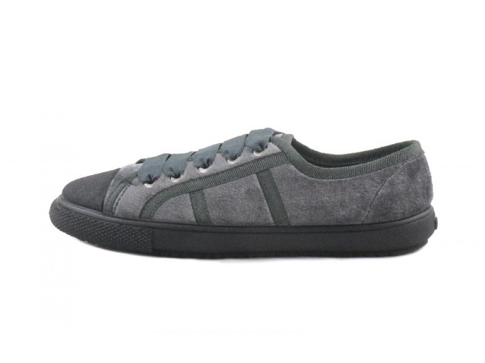 Zapato terciopelo gris con lazo Vul-Ladi