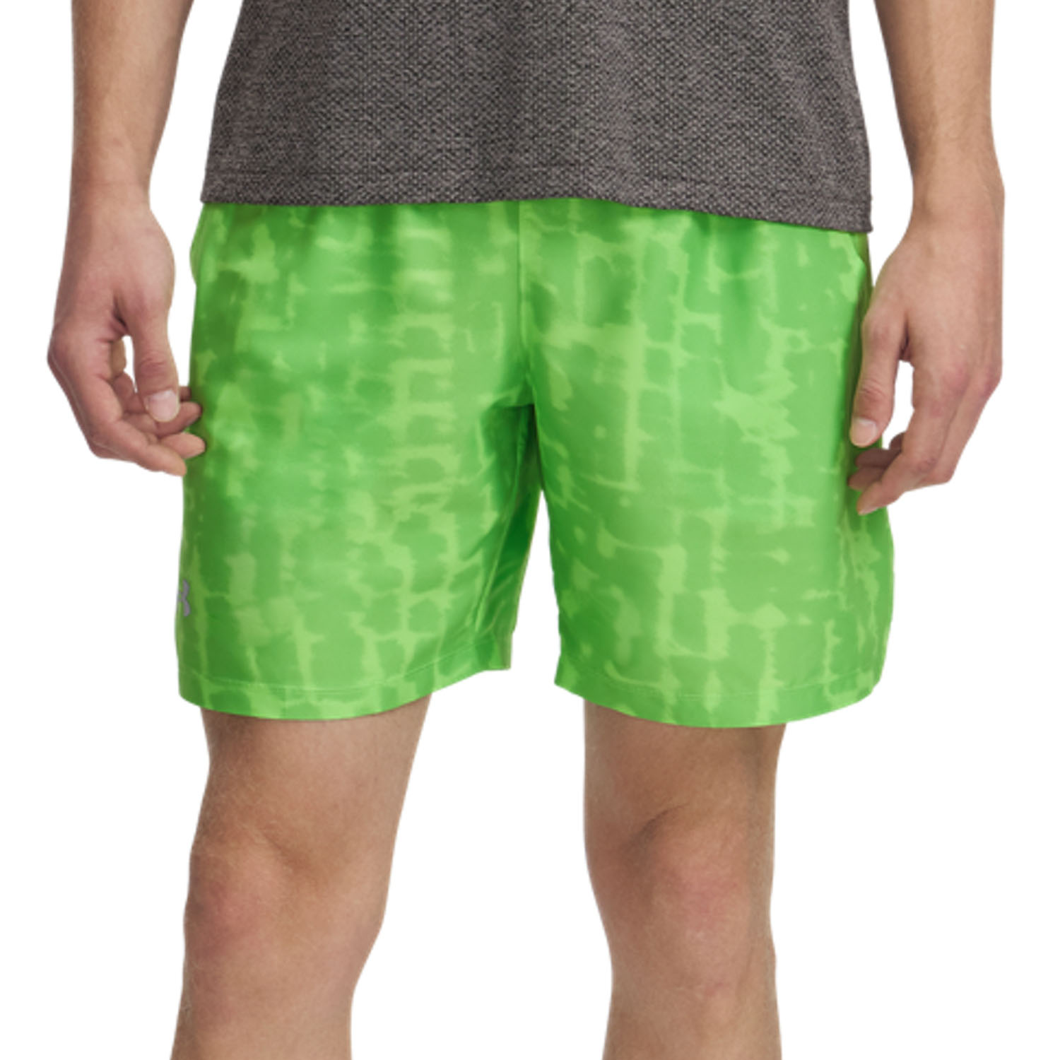 Under Armour Launch Printed 7in Shorts Cyber Green/Reflective