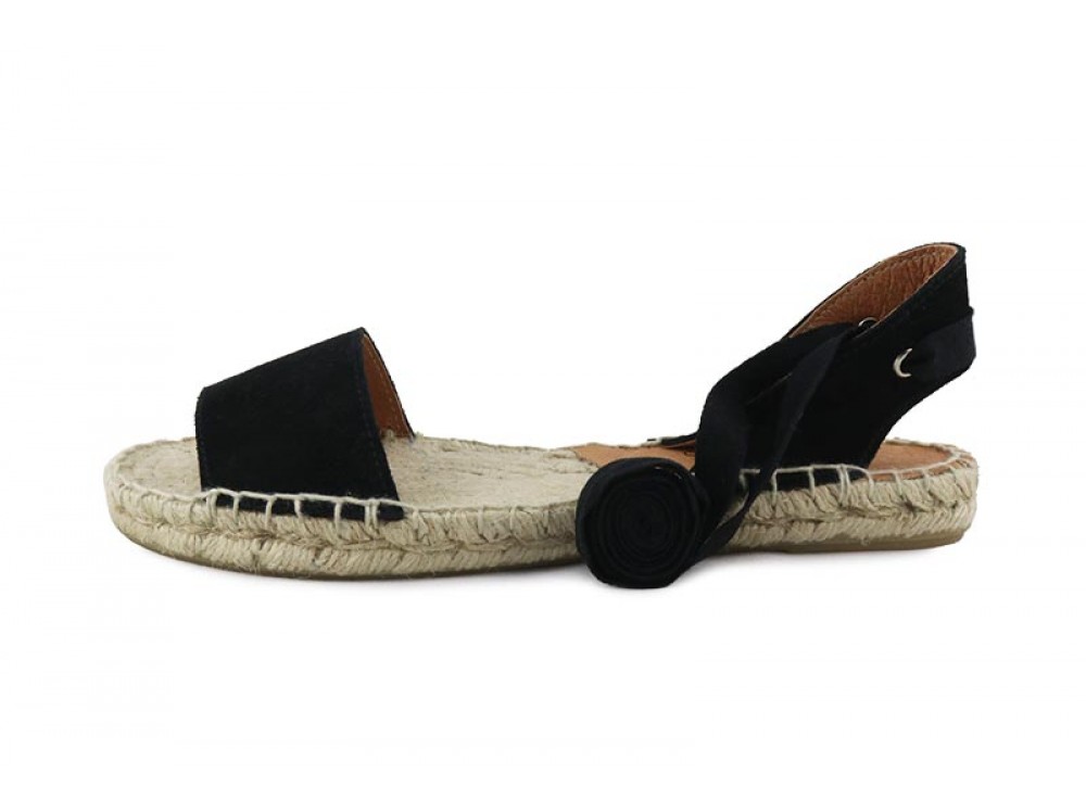 Sandalia abierta ante negro con cintas Pepa & Cris