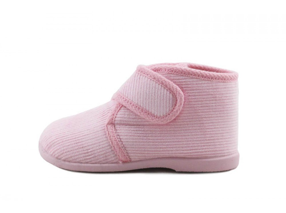 Botita para casa de pana rosa con velcro Vul-Ladi