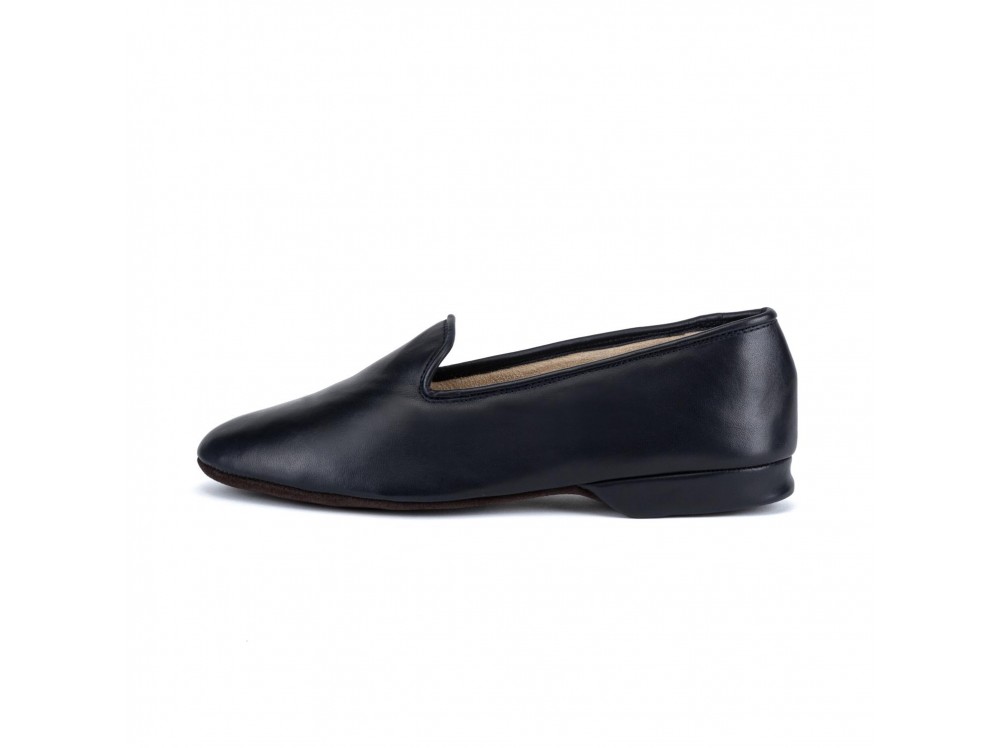 Zapatilla copete en piel azul 1412 Jeromín