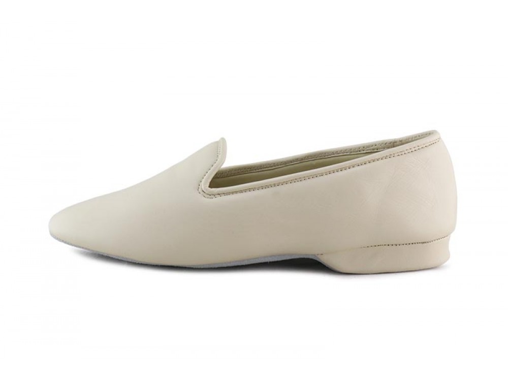 Zapatilla copete en piel beige Jeromin