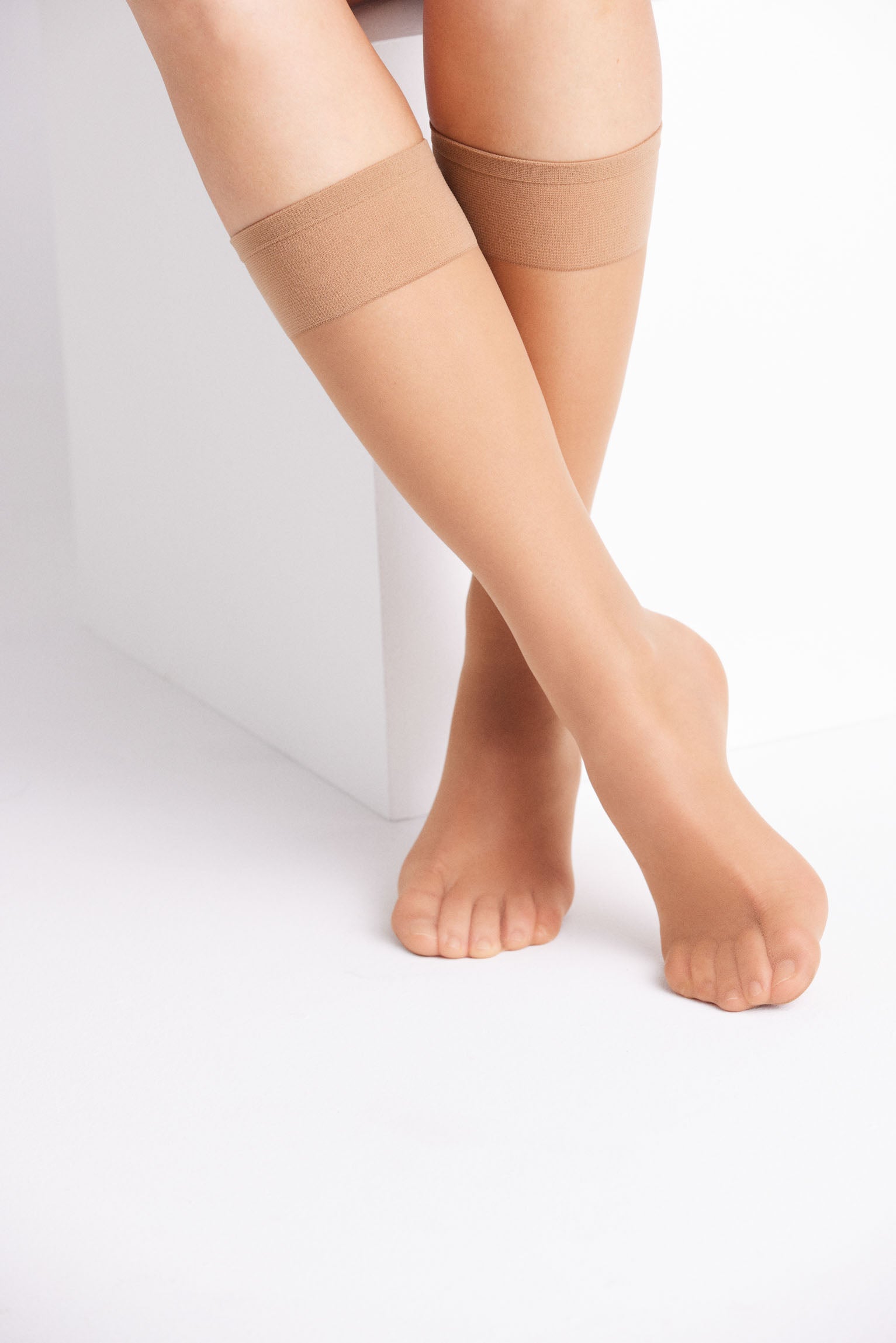 Pack 2 medias largas puntera invisible 20 denier beige