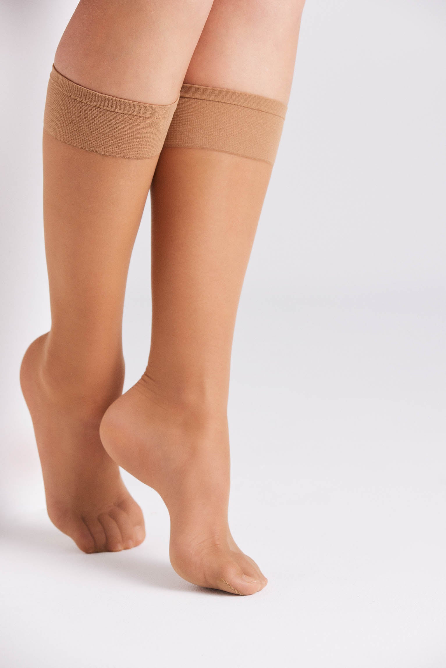 Pack 2 medias largas puño antipresión 15 denier beige