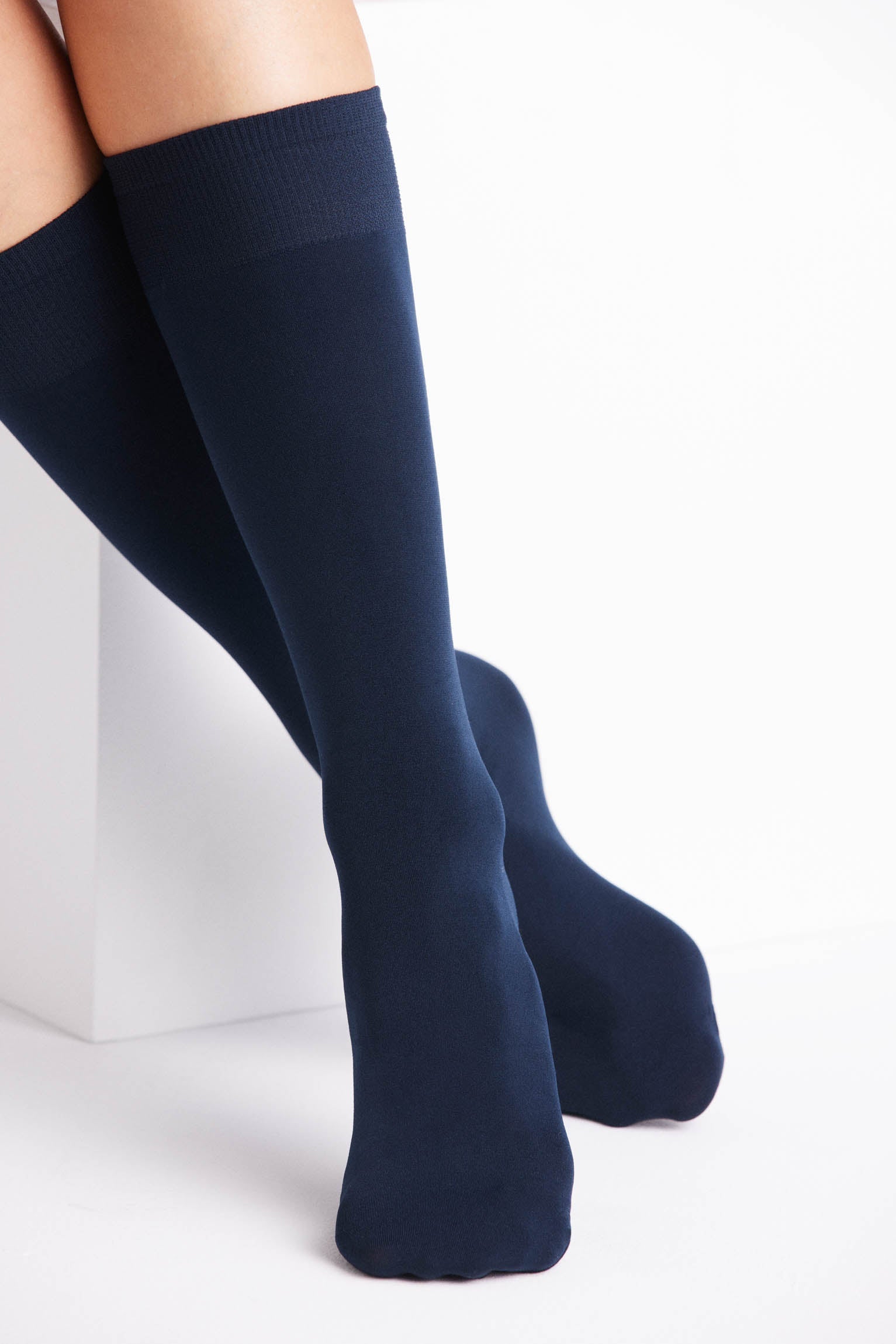 Pack 2 medias largas puño antipresión 70 denier marino