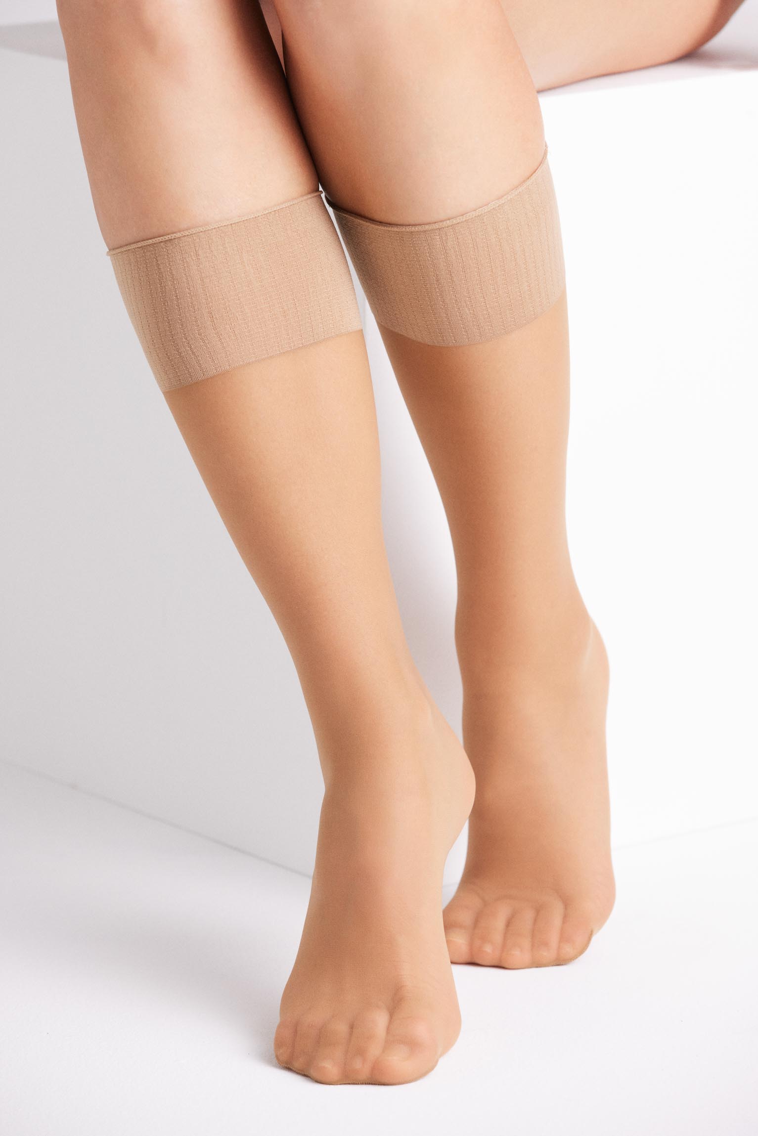 Pack 2 medias largas puño antipresión 20 denier bronce
