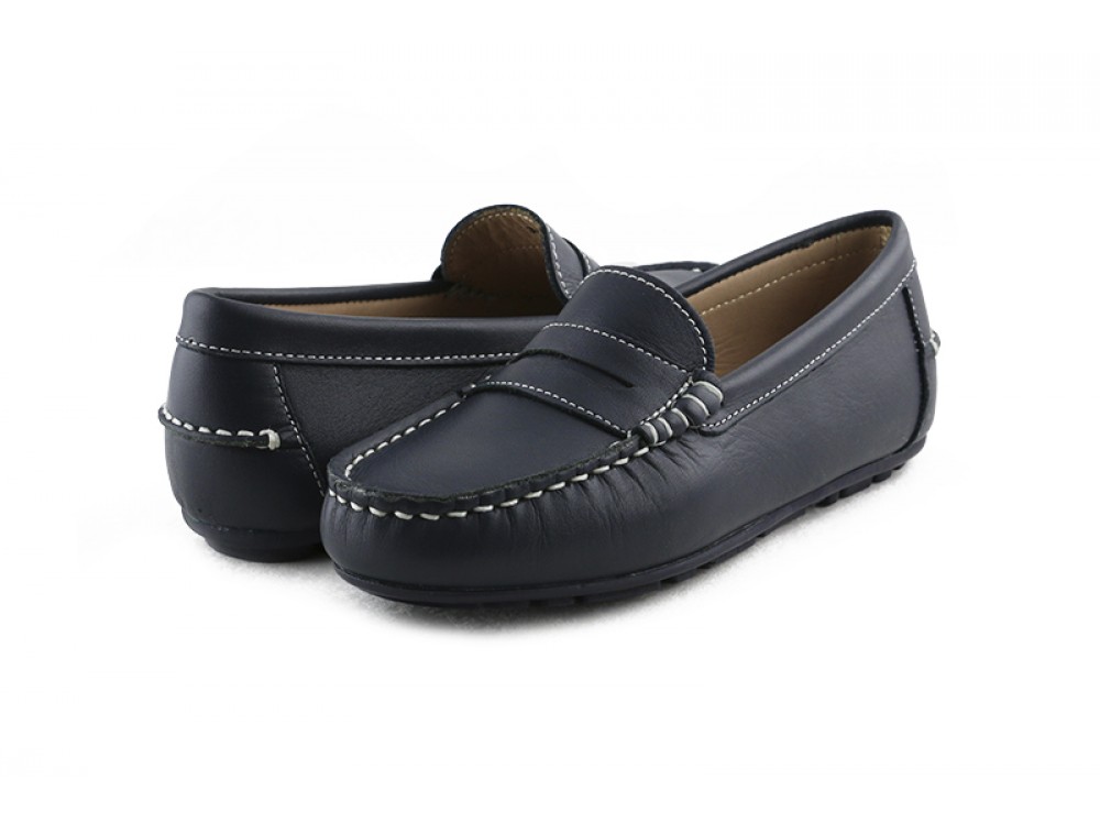 Mocasín piel azul Pekis para Jeromín