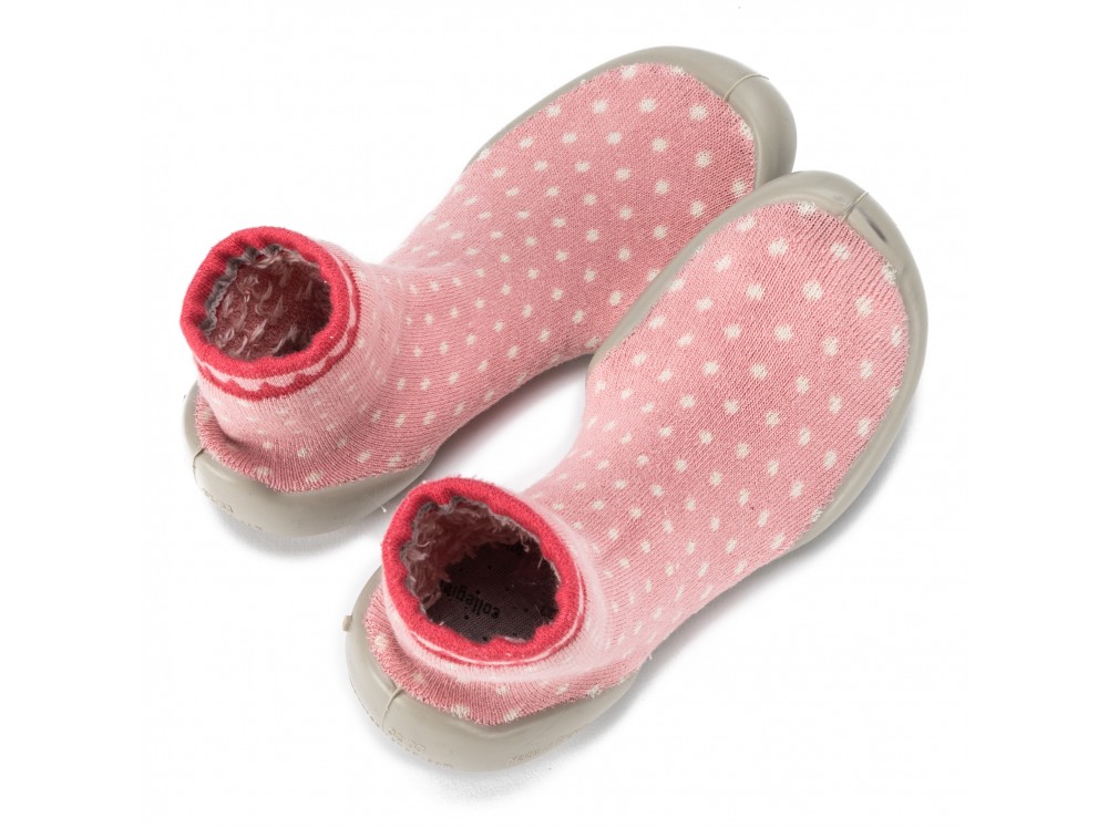 Zapatilla para casa calcetín perlas blanca/rosa Collegien