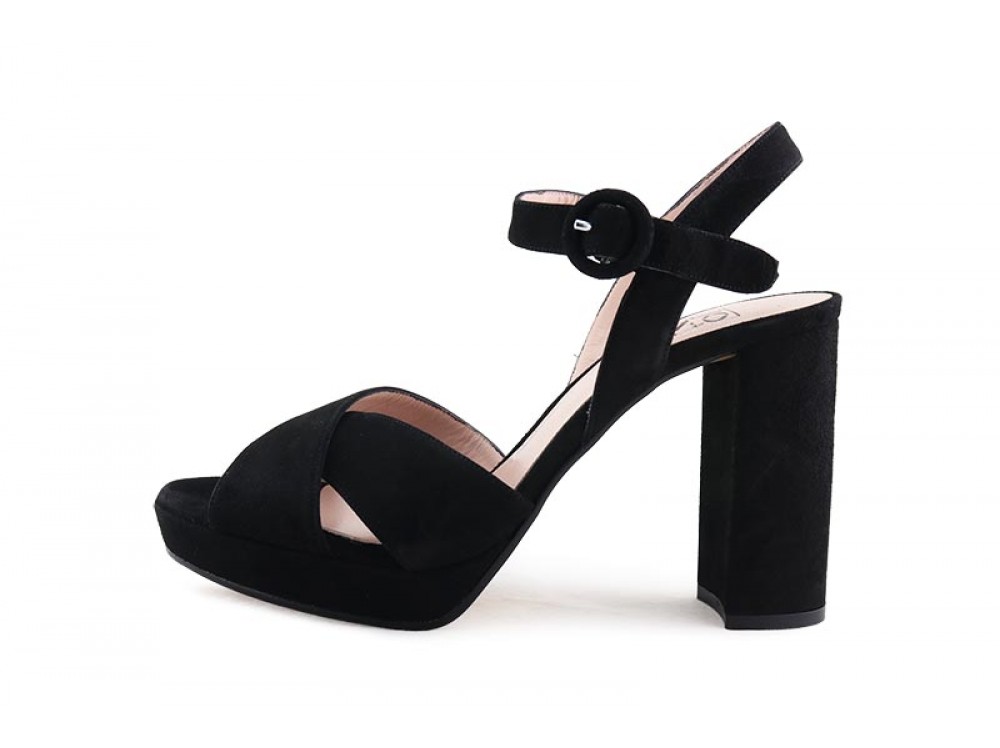 Sandalia ante negro tacón alto Joni