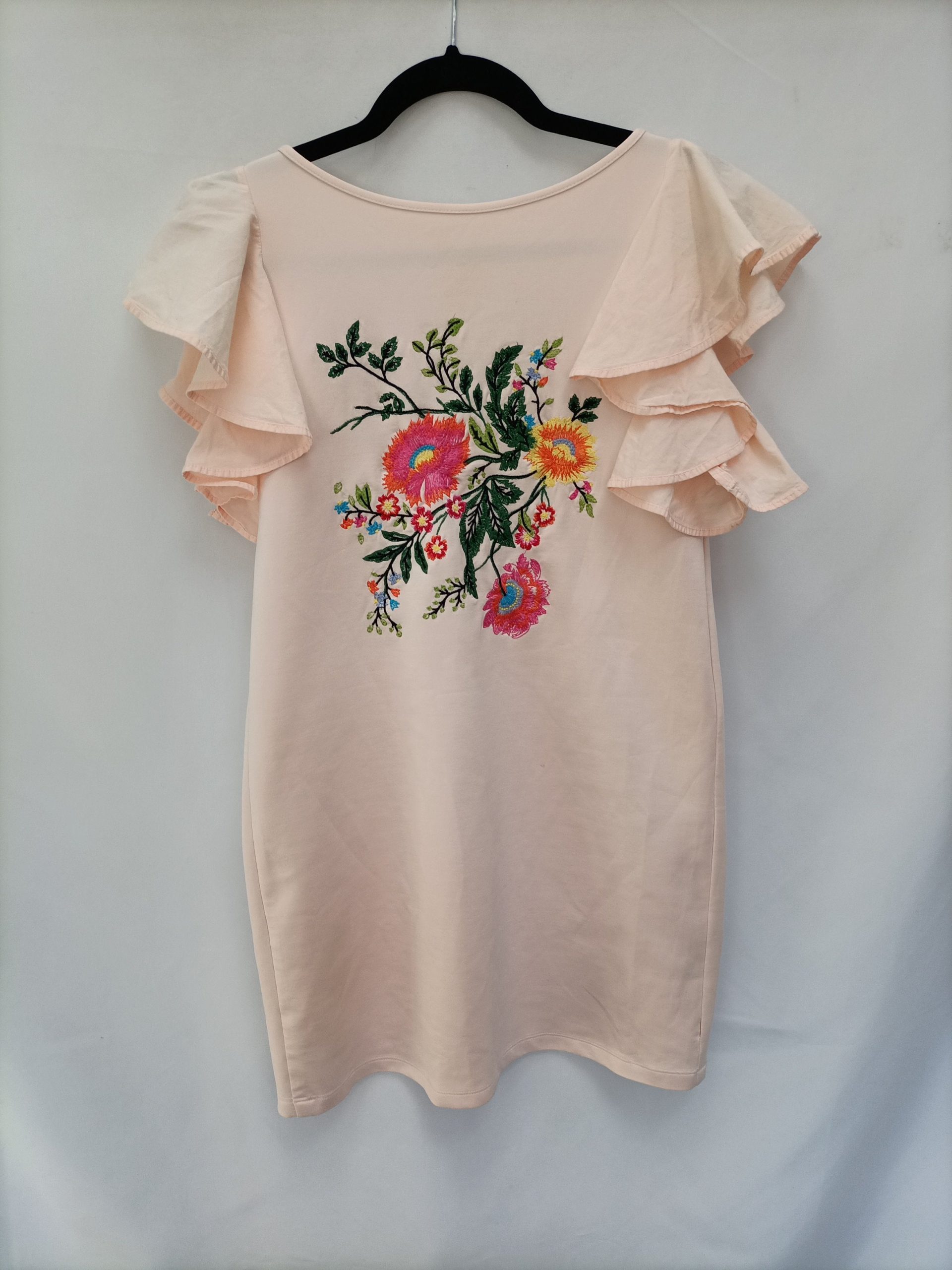 OTRAS. Vestido rosa flores bordadas T.u (m)
