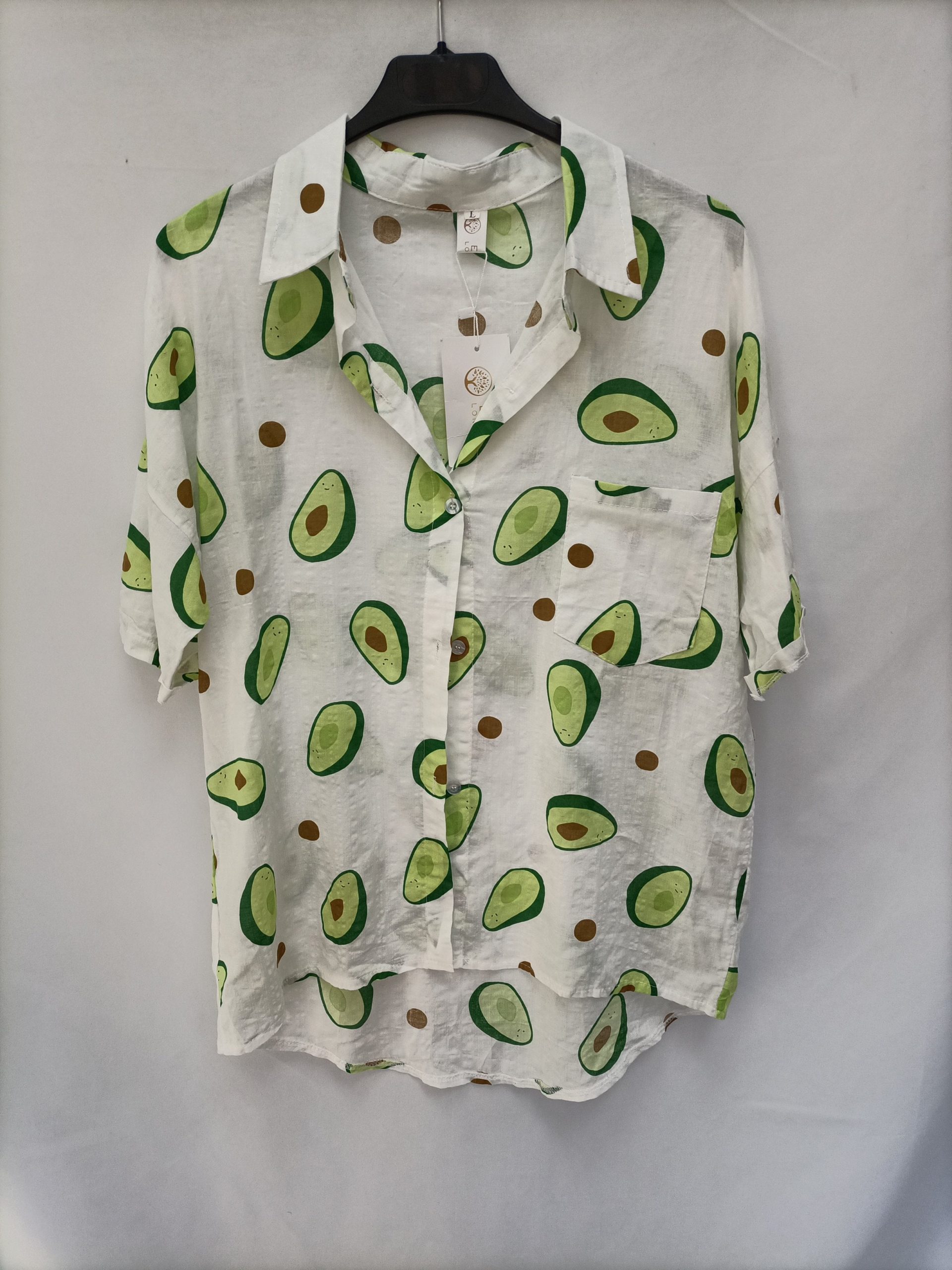 E.I.O. LONDON. Camisa blanca aguacates T.l