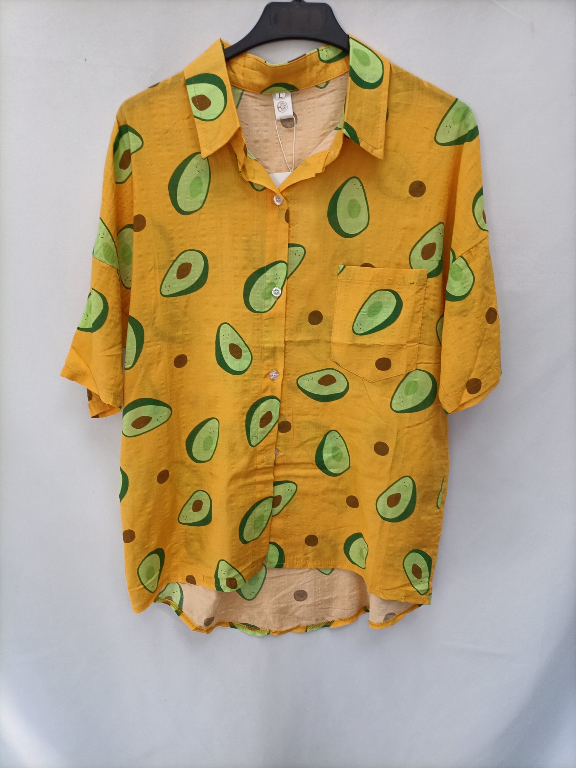 E.I.O. LONDON. Camisa mostaza aguacates T.l