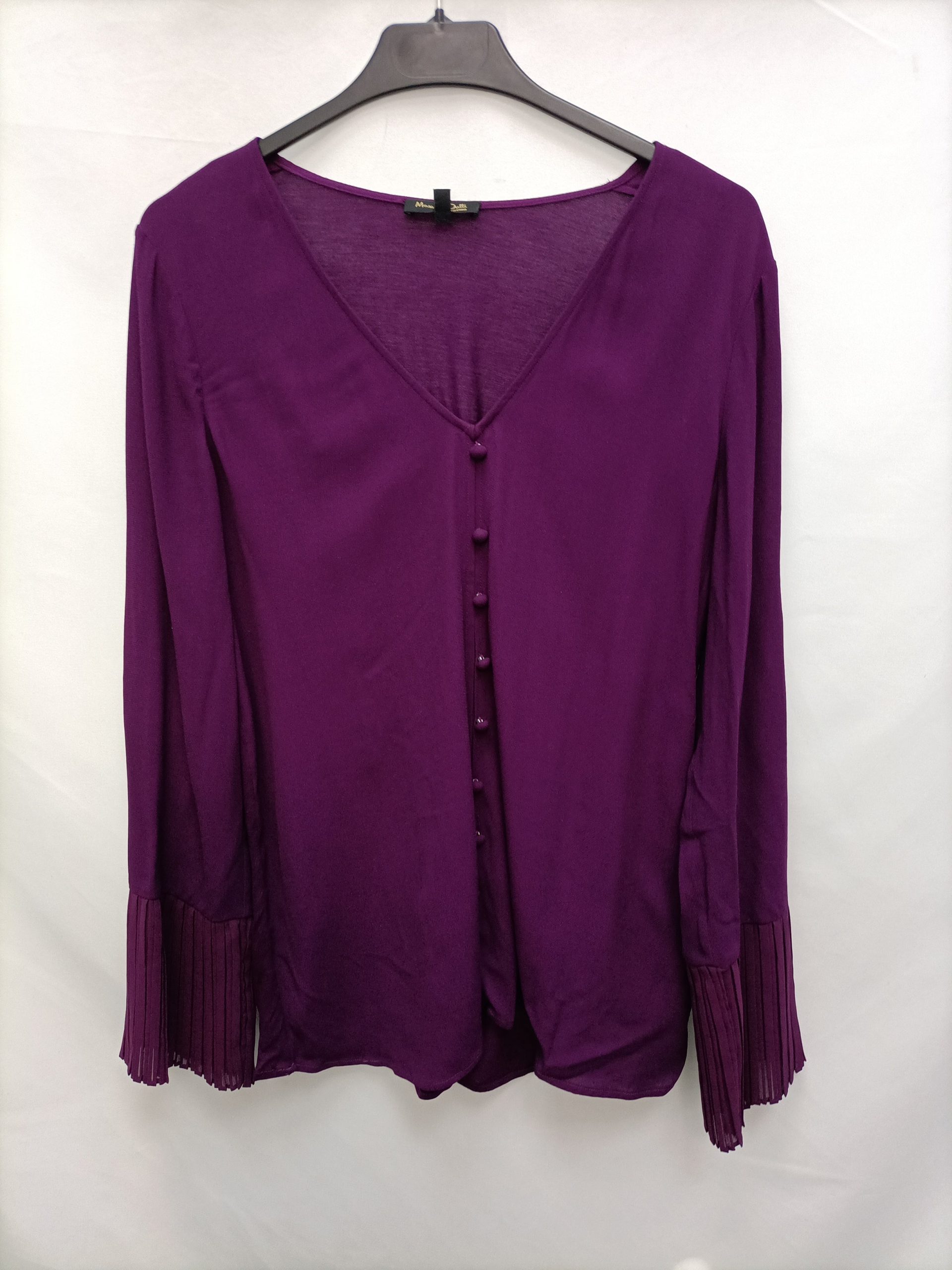 MASSIMO DUTTI. Blusa morada doble textura T.m