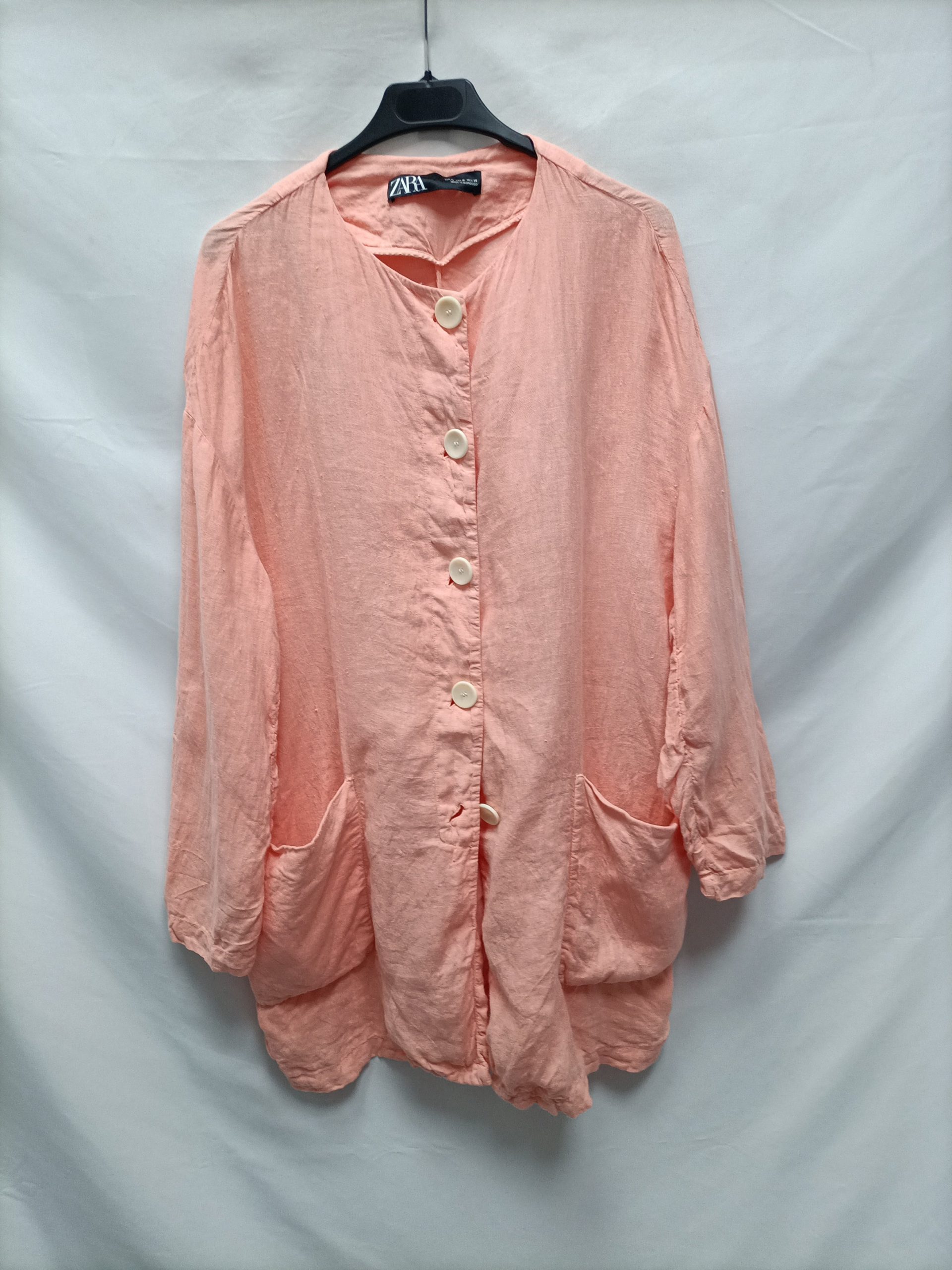 ZARA. Vestido/sobrecamisa lino T.m