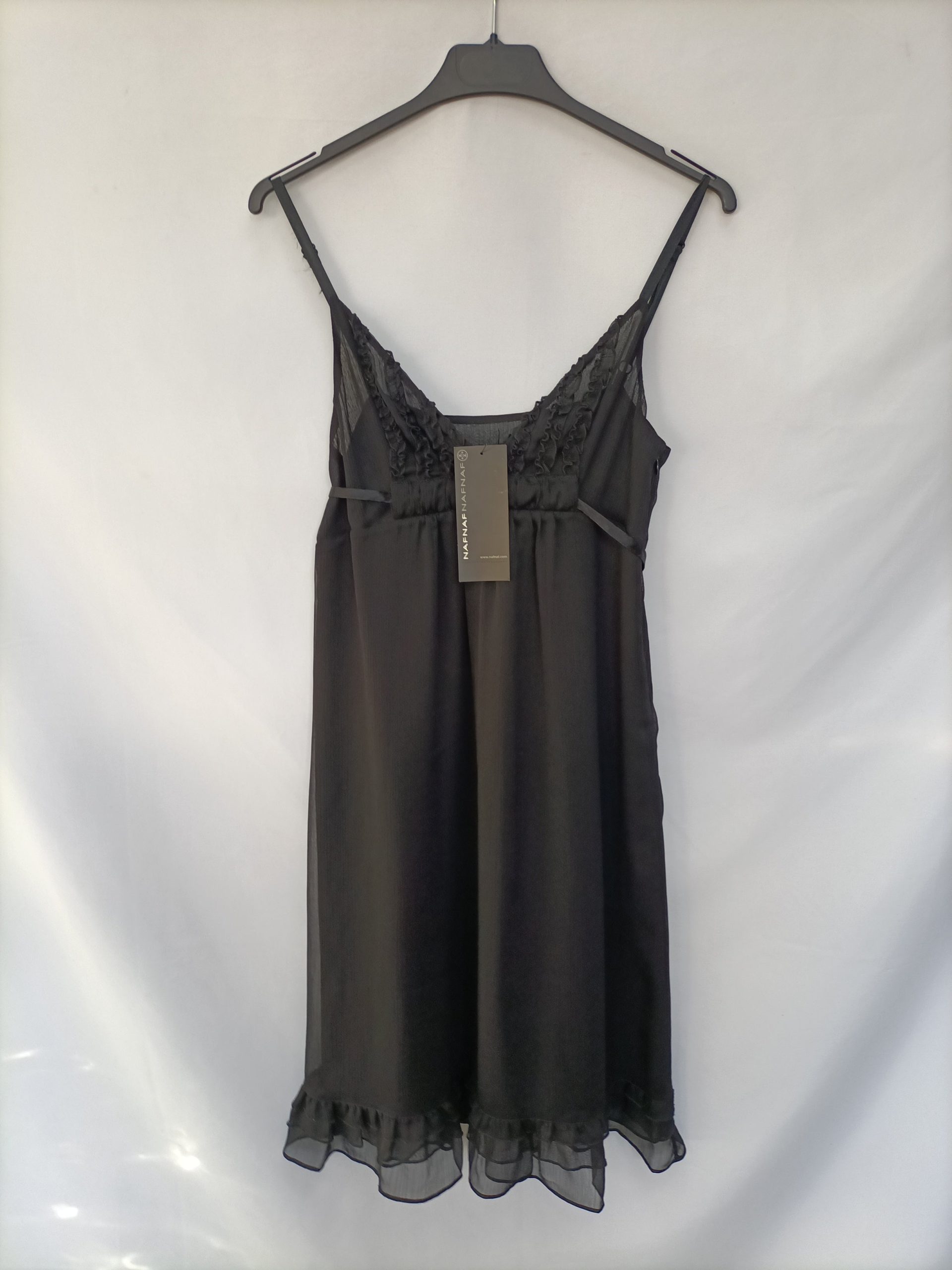 NAFNAF. Vestido lencero negro T.38