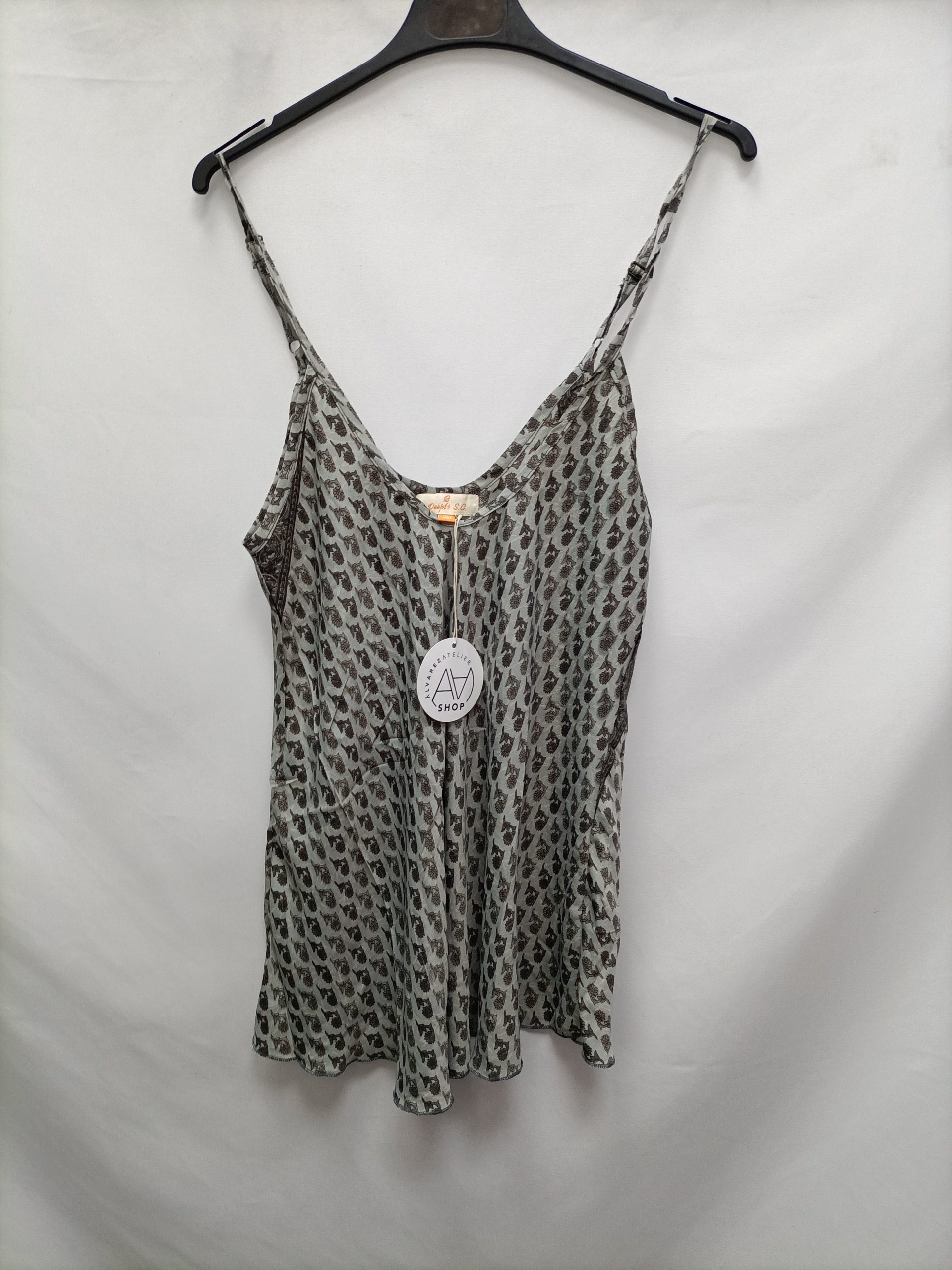 ÁLVAREZ ATELIER. Top gris flores T.u (m)